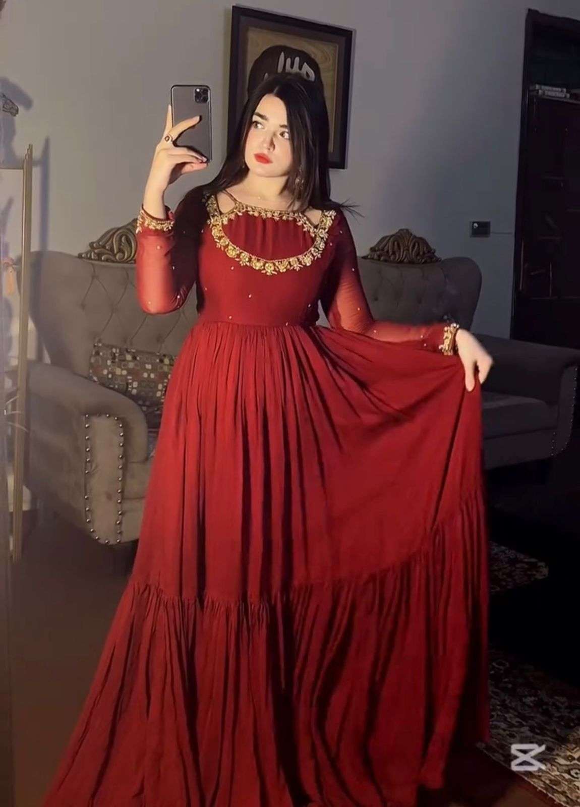 PD 1135 GEORGETTE PARTY WEAR LOOK LADIES FANCY GOWN BOTTOM AND DUPATTA SET
