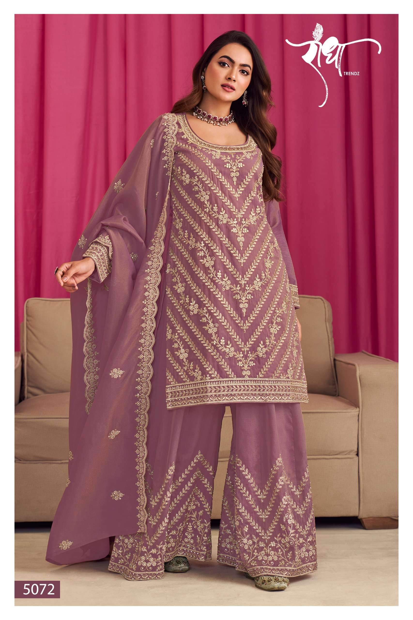 RADHA TRENDZ SINDOOR SILK WITH HEAVY EMBROIDERY DESIGNER READY MADE SUIT