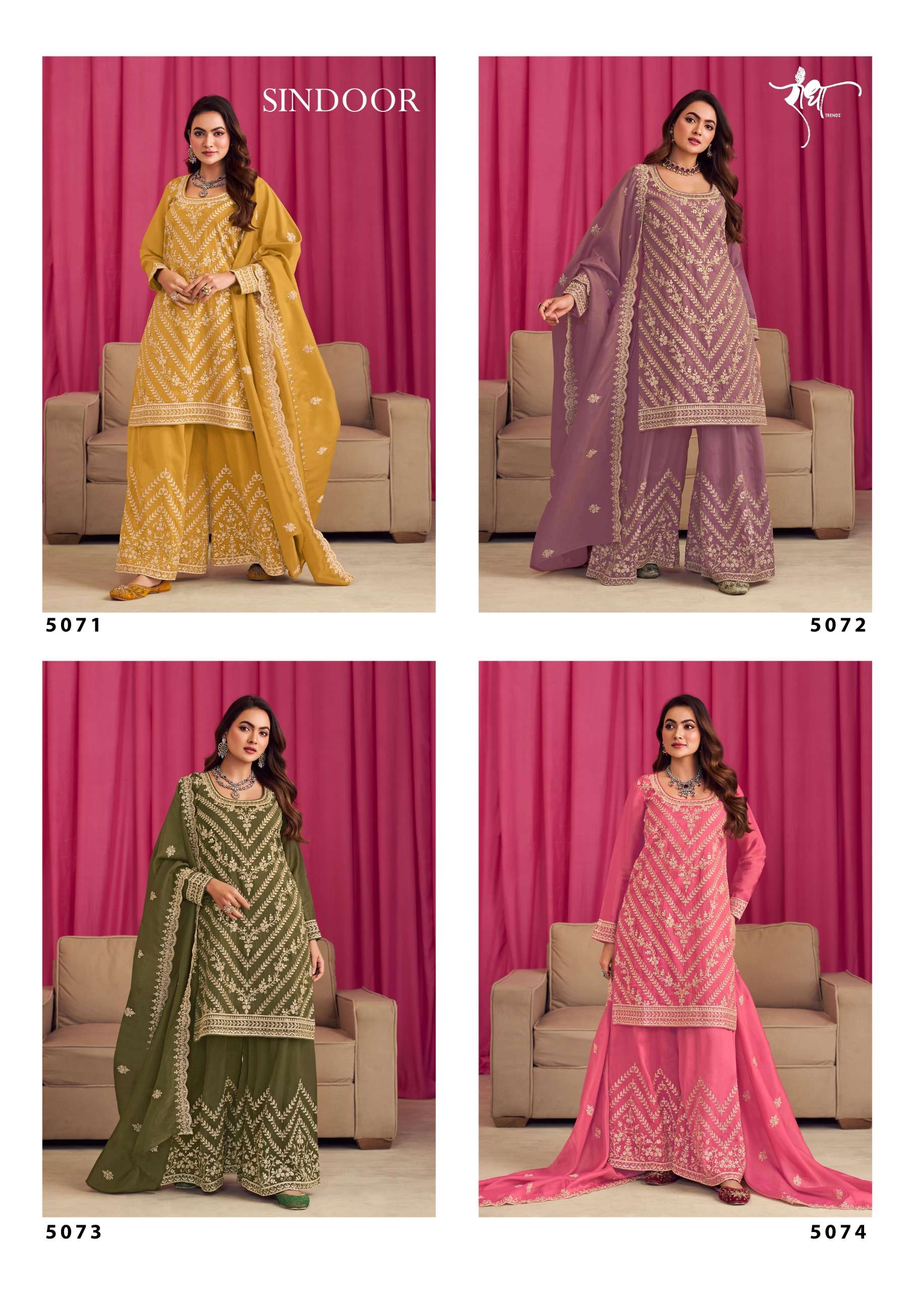 RADHA TRENDZ SINDOOR SILK WITH HEAVY EMBROIDERY DESIGNER READY MADE SUIT