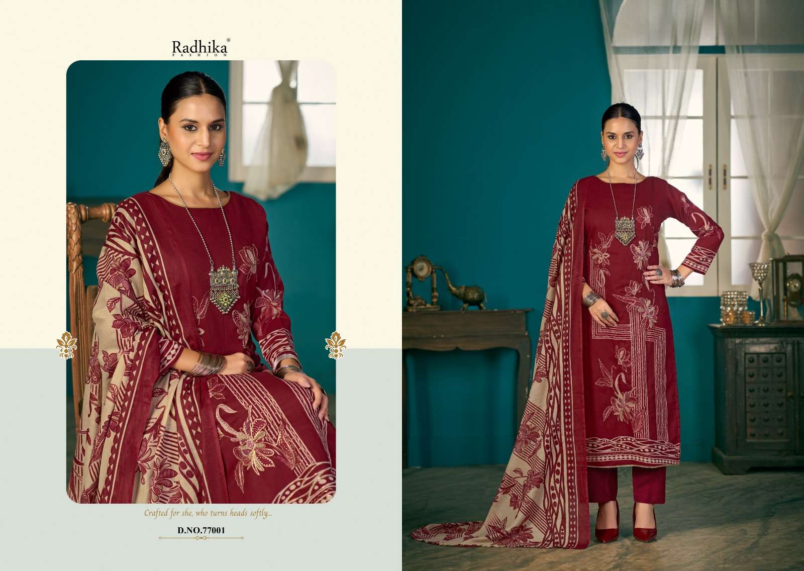 RADHIKA FASHION AZARA SHIVANI VOL 2 LAWN COTTON PRINT WITH FANCY HAND WORKS SUIT