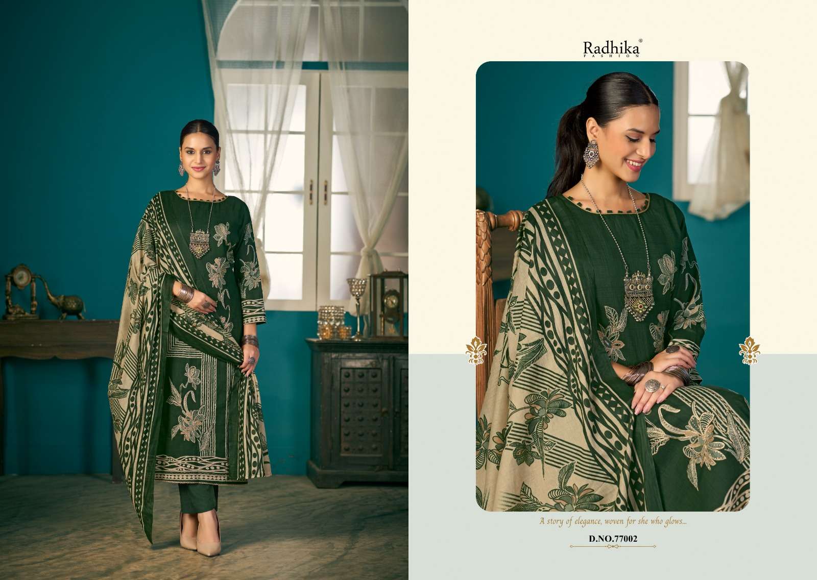 RADHIKA FASHION AZARA SHIVANI VOL 2 LAWN COTTON PRINT WITH FANCY HAND WORKS SUIT