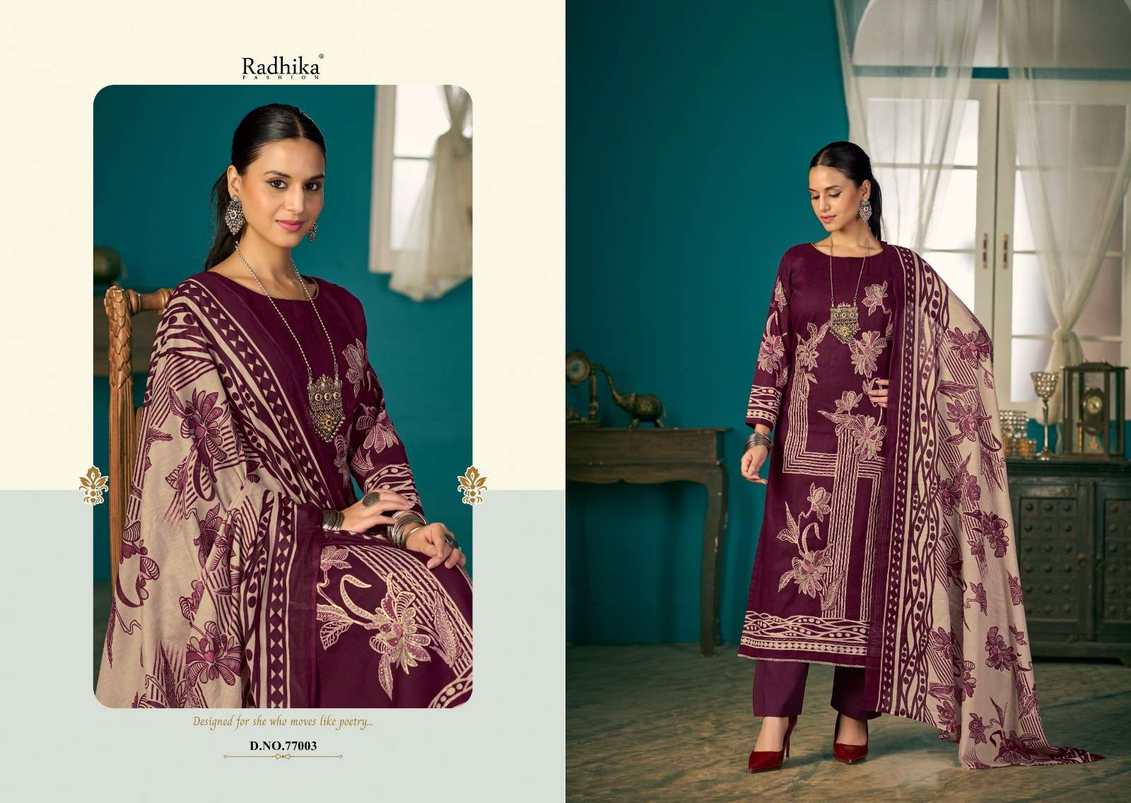 RADHIKA FASHION AZARA SHIVANI VOL 2 LAWN COTTON PRINT WITH FANCY HAND WORKS SUIT