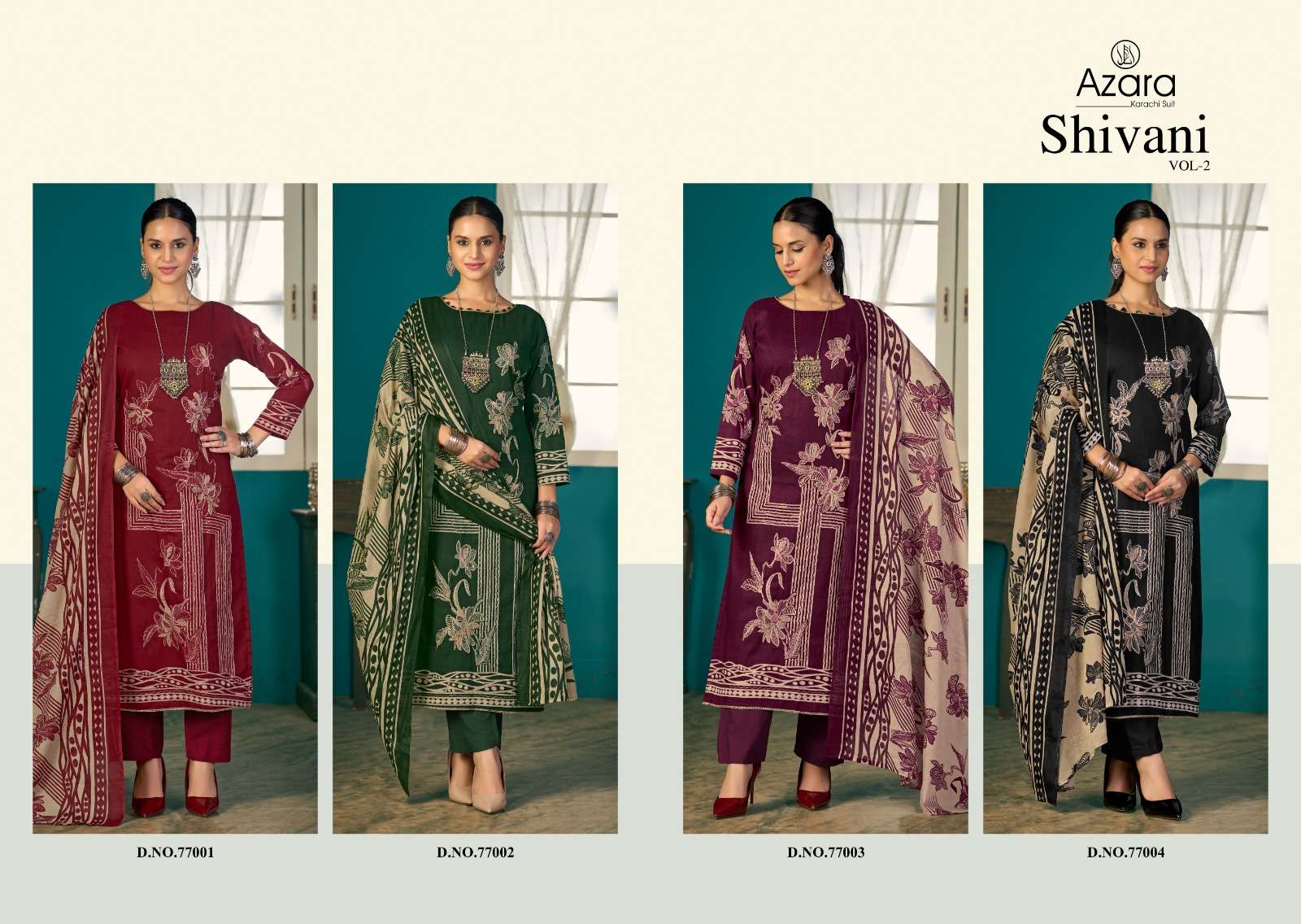 RADHIKA FASHION AZARA SHIVANI VOL 2 LAWN COTTON PRINT WITH FANCY HAND WORKS SUIT