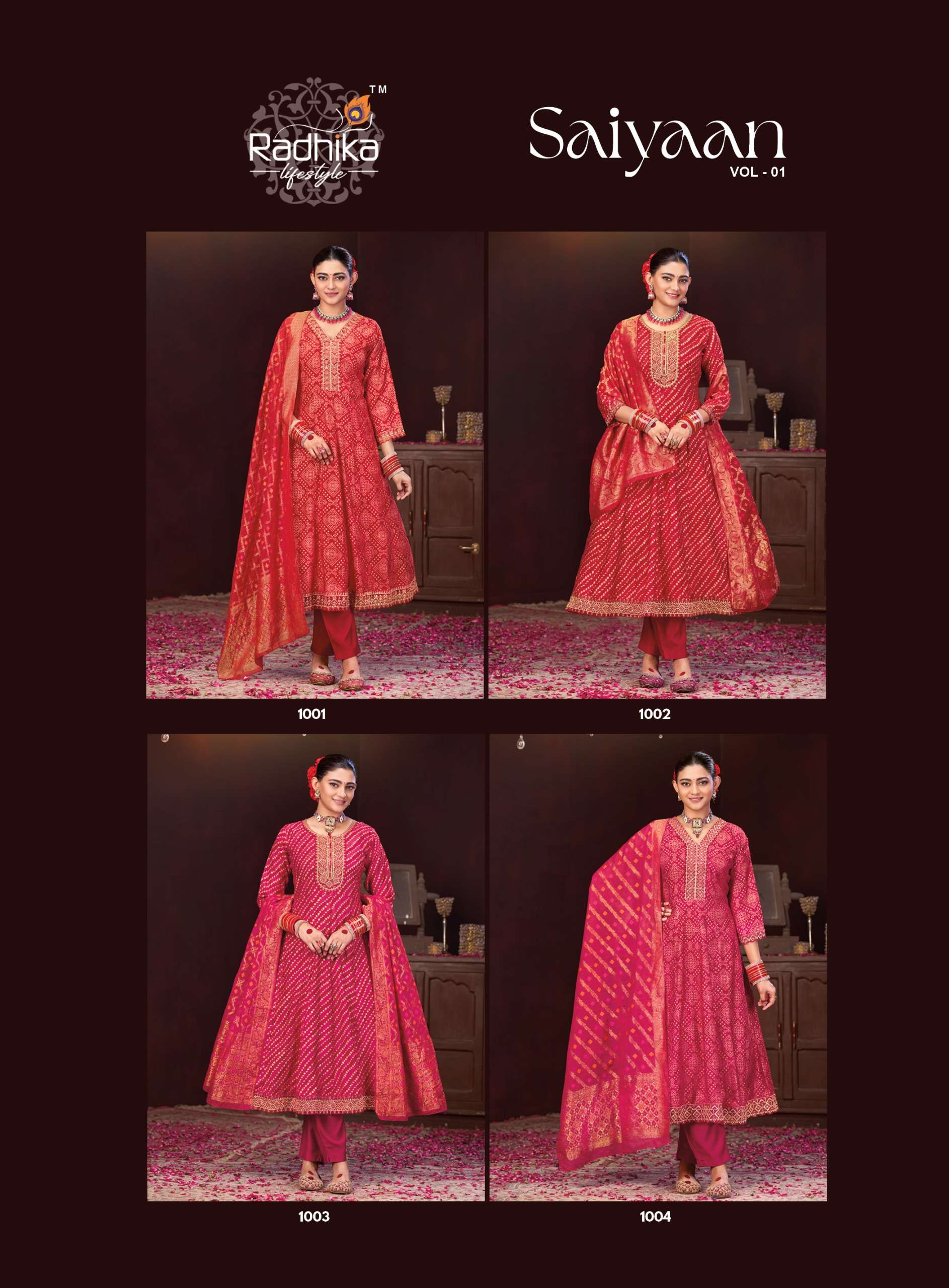 RADHIKA LIFE STYLE SAIYAAN VOL 1 SILK DESIGNER READY MADE LADIES SUIT