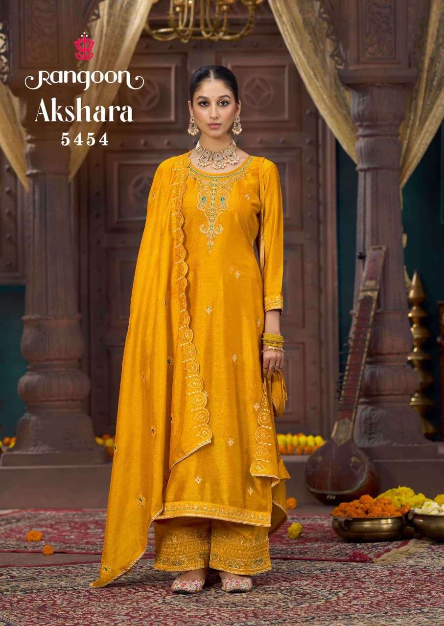 RANGOON AKSHARA SILK FANCY EMBROIDERY DESIGNER READY MADE LADIES SUIT