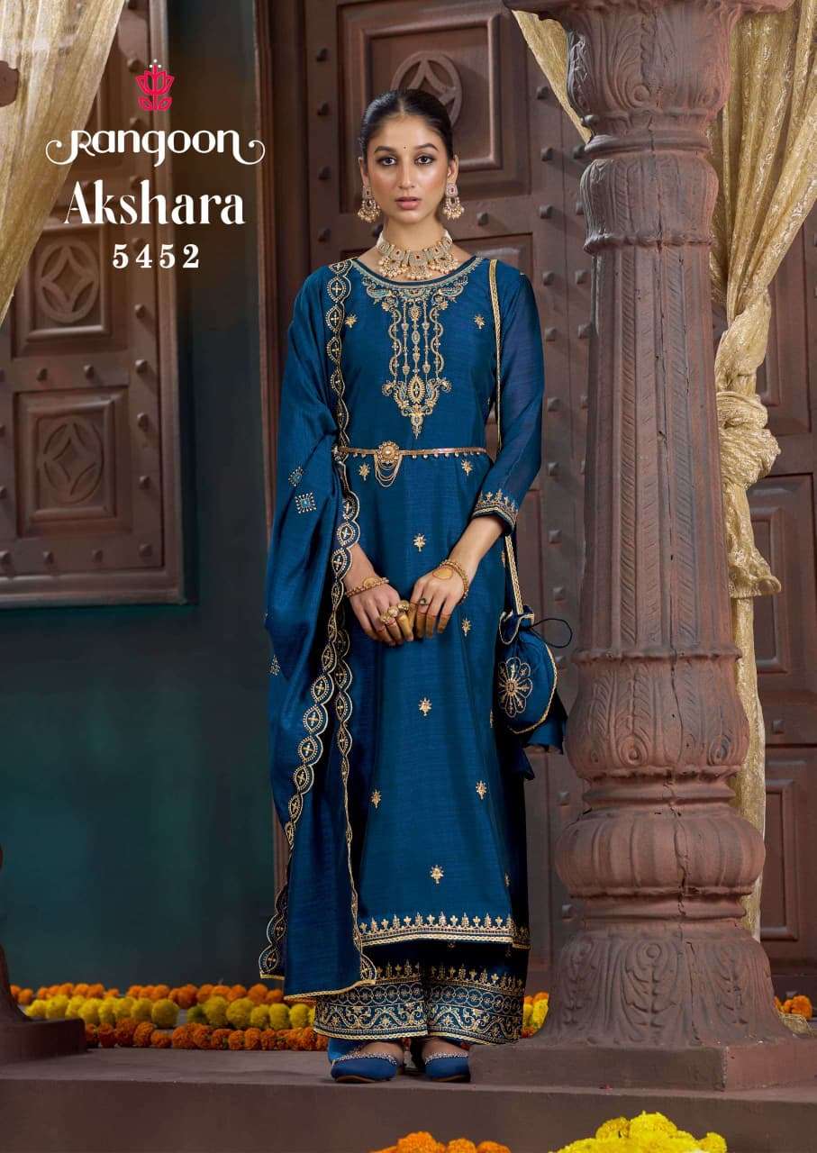 RANGOON AKSHARA SILK FANCY EMBROIDERY DESIGNER READY MADE LADIES SUIT