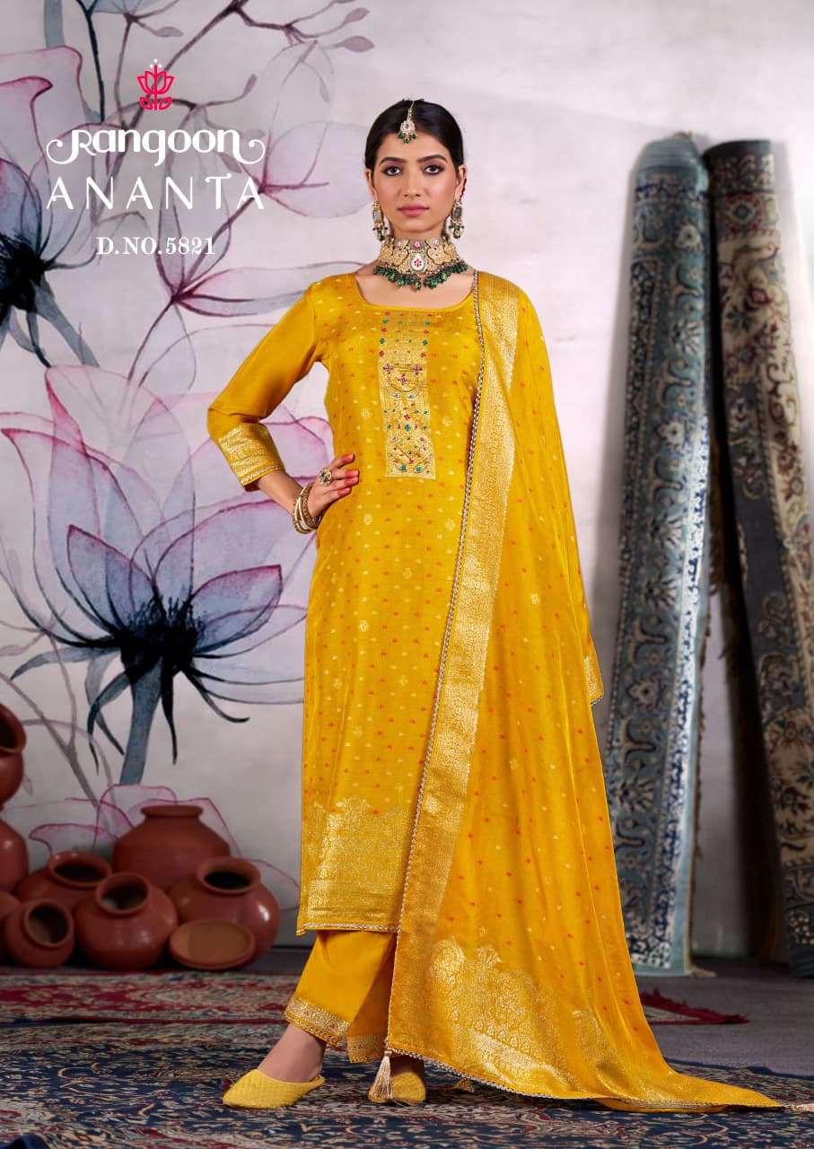 RANGOON ANANTA DOLA JACQUARD DESIGNER WORK READY MADE LADIES SUIT