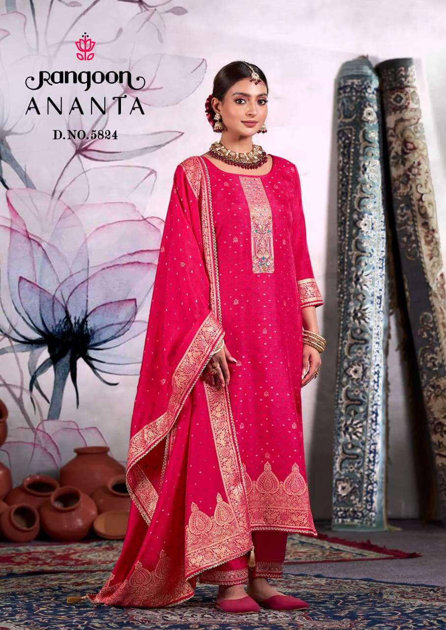 RANGOON ANANTA DOLA JACQUARD DESIGNER WORK READY MADE LADIES SUIT