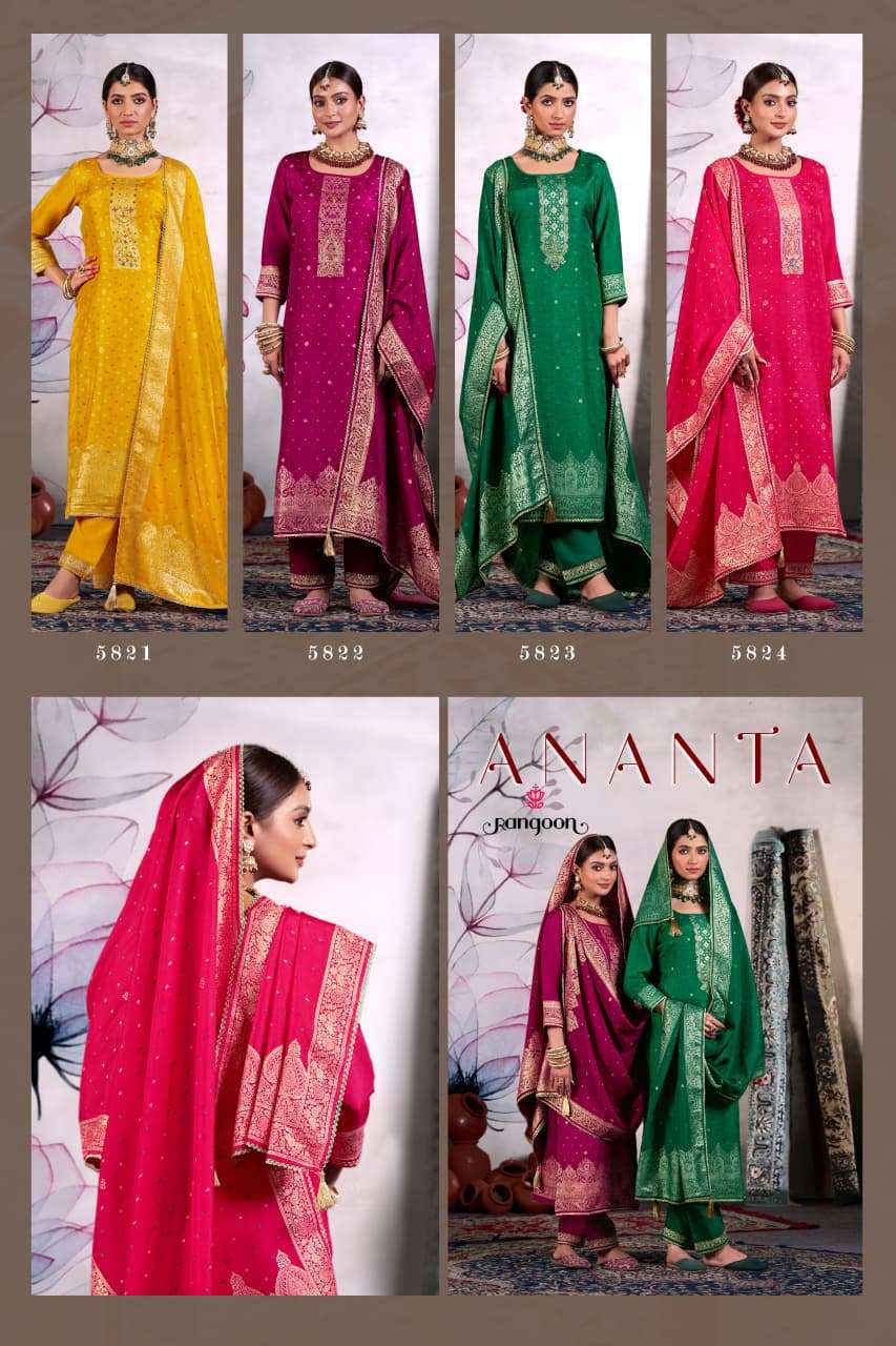 RANGOON ANANTA DOLA JACQUARD DESIGNER WORK READY MADE LADIES SUIT