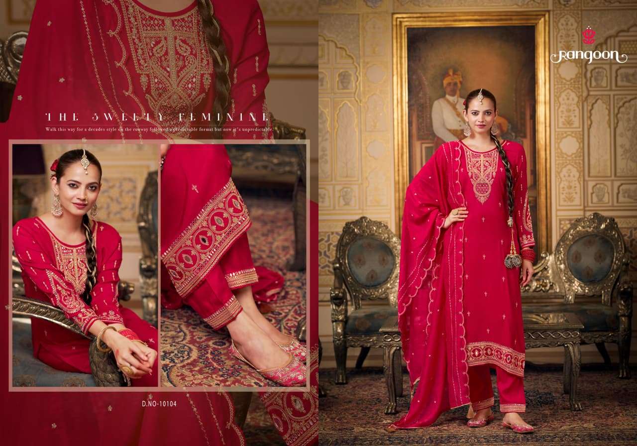 RANGOON CHANDANI SILK WITH FANCY DESIGNER WORK READY MADE LADIES SUIT