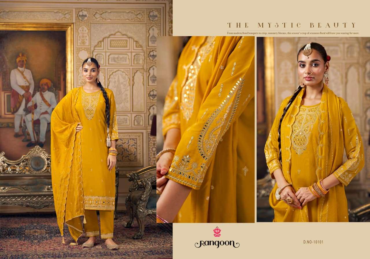 RANGOON CHANDANI SILK WITH FANCY DESIGNER WORK READY MADE LADIES SUIT