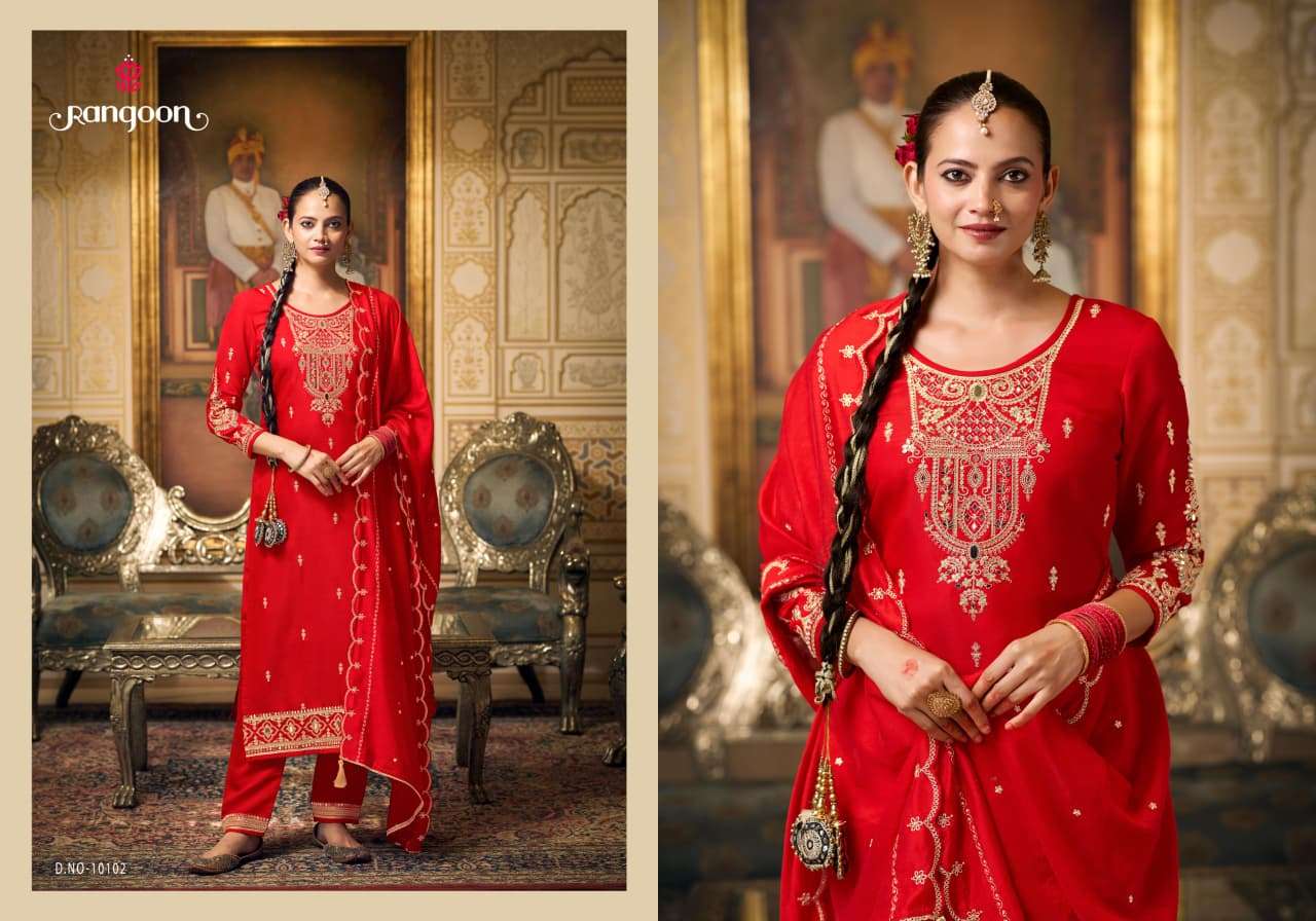 RANGOON CHANDANI SILK WITH FANCY DESIGNER WORK READY MADE LADIES SUIT