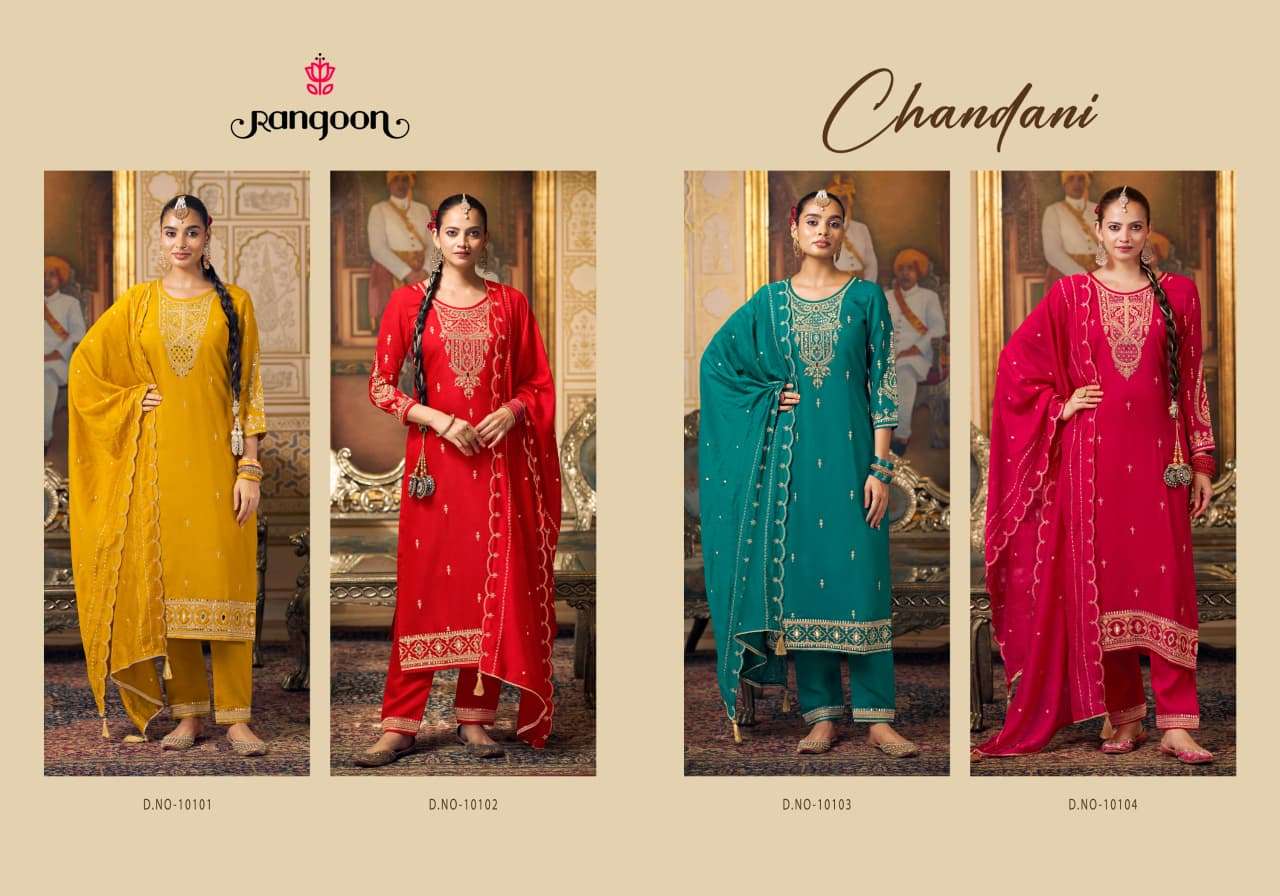RANGOON CHANDANI SILK WITH FANCY DESIGNER WORK READY MADE LADIES SUIT