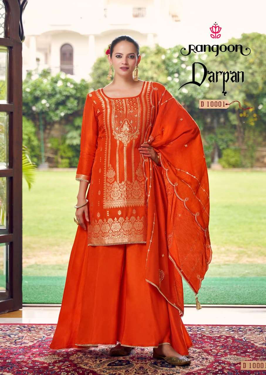 RANGOON DARPAN DOLA JACQUARD DESIGNER WORK READY MADE LADIES SUIT