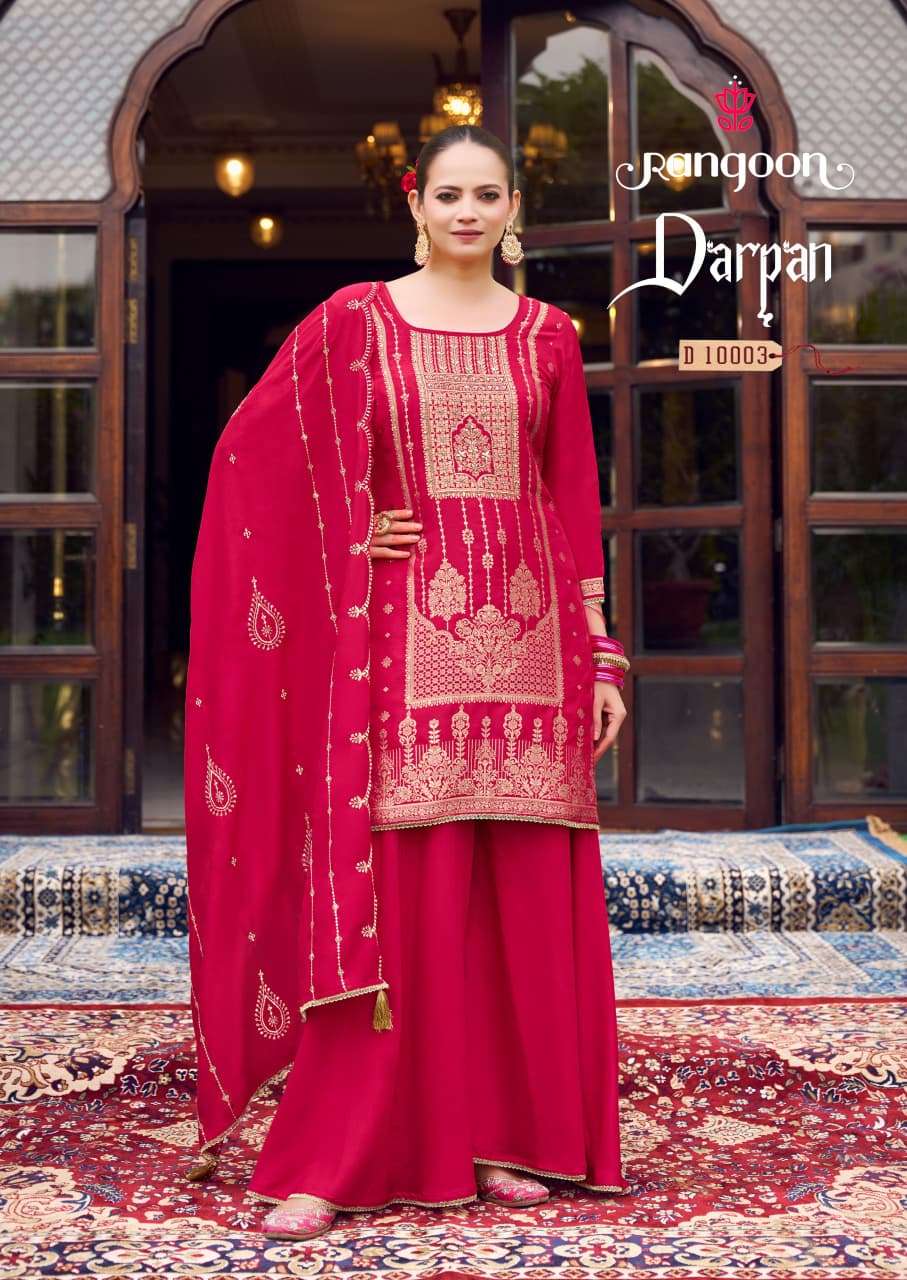 RANGOON DARPAN DOLA JACQUARD DESIGNER WORK READY MADE LADIES SUIT