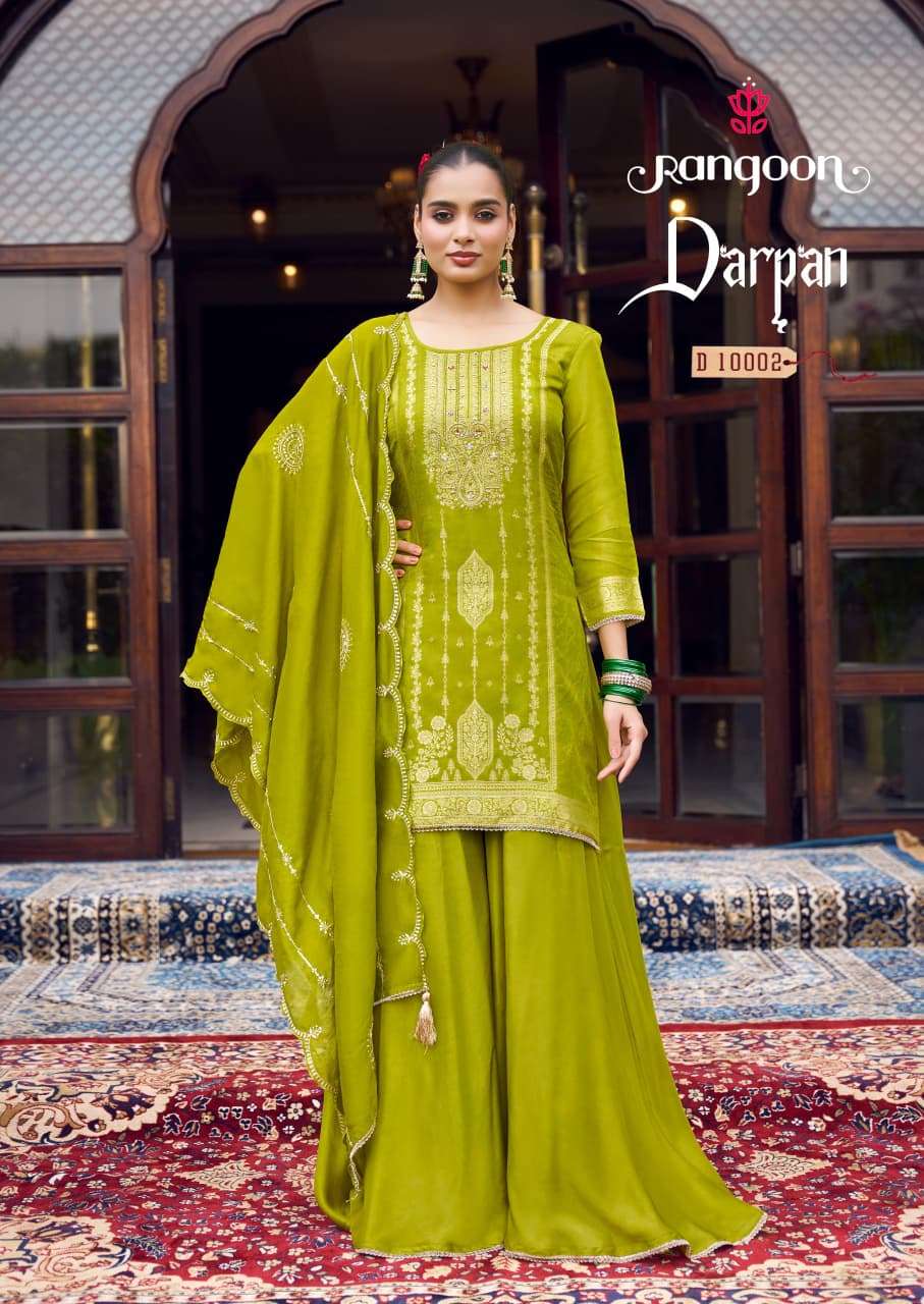 RANGOON DARPAN DOLA JACQUARD DESIGNER WORK READY MADE LADIES SUIT