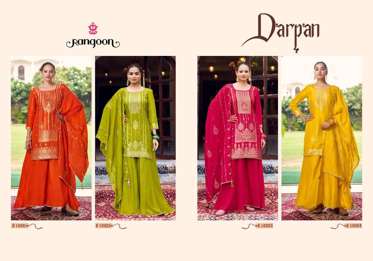 RANGOON DARPAN DOLA JACQUARD DESIGNER WORK READY MADE LADIES SUIT