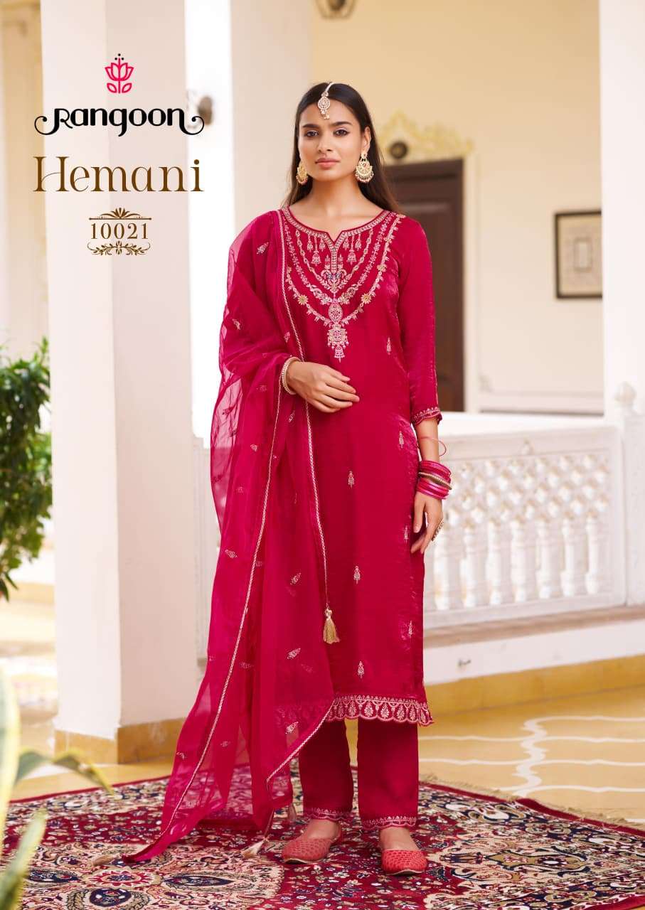 RANGOON HEMANI SILK FANCY EMBROIDERY DESIGNER WORK READY MADE SUIT