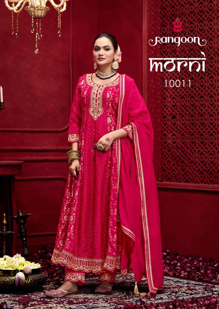 RANGOON MORNI JACQUARD DESIGNER ANARKALI STYLE READY MADE LADIES SUITS 