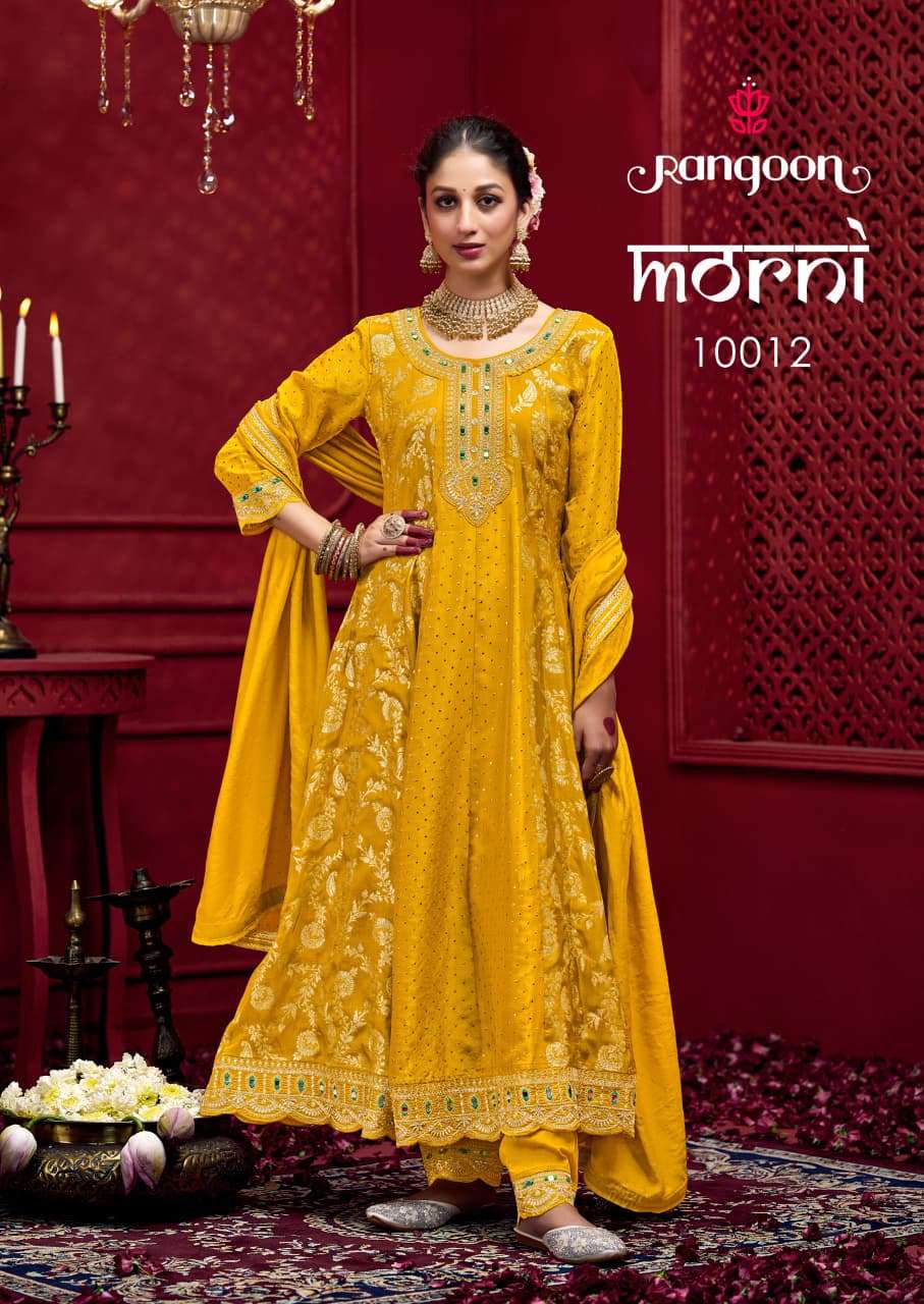 RANGOON MORNI JACQUARD DESIGNER ANARKALI STYLE READY MADE LADIES SUITS 