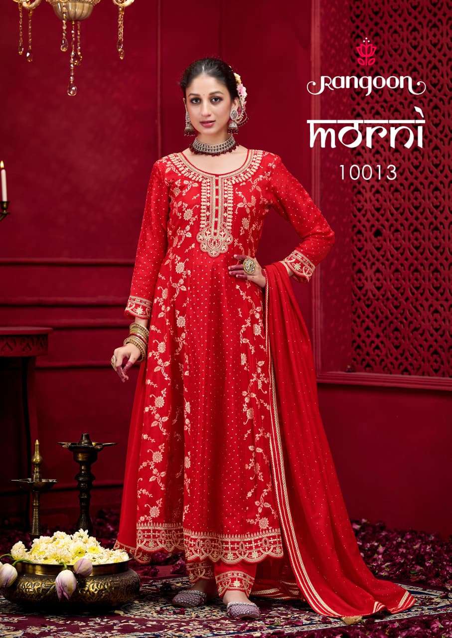 RANGOON MORNI JACQUARD DESIGNER ANARKALI STYLE READY MADE LADIES SUITS 