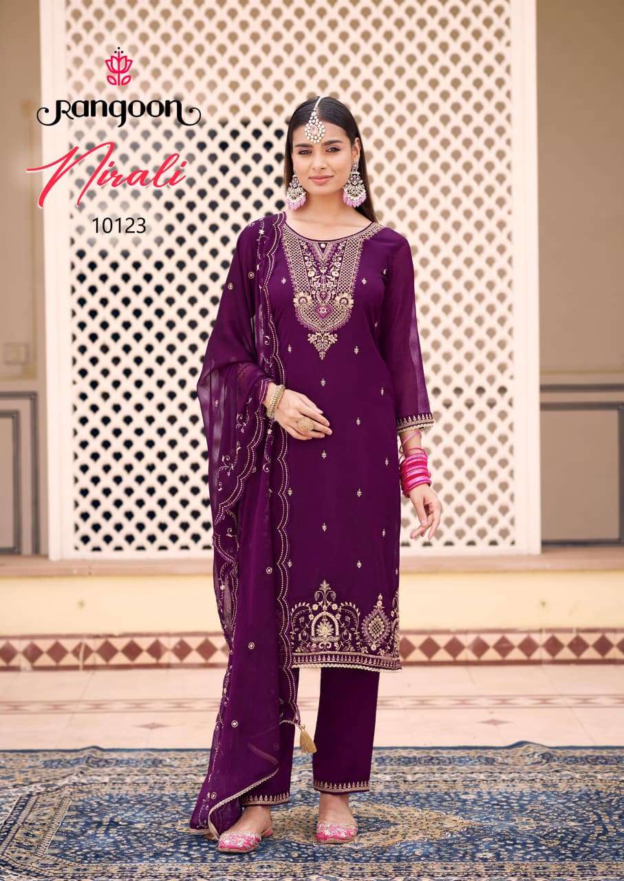RANGOON NIRALI CHIFFON FANCY DESIGNER WORK READY MADE LADIES SUIT