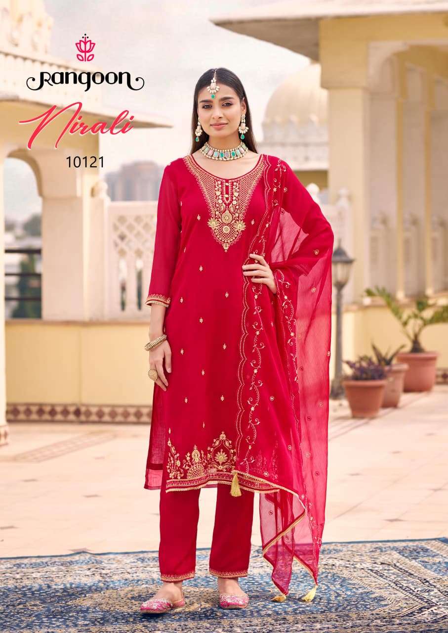 RANGOON NIRALI CHIFFON FANCY DESIGNER WORK READY MADE LADIES SUIT