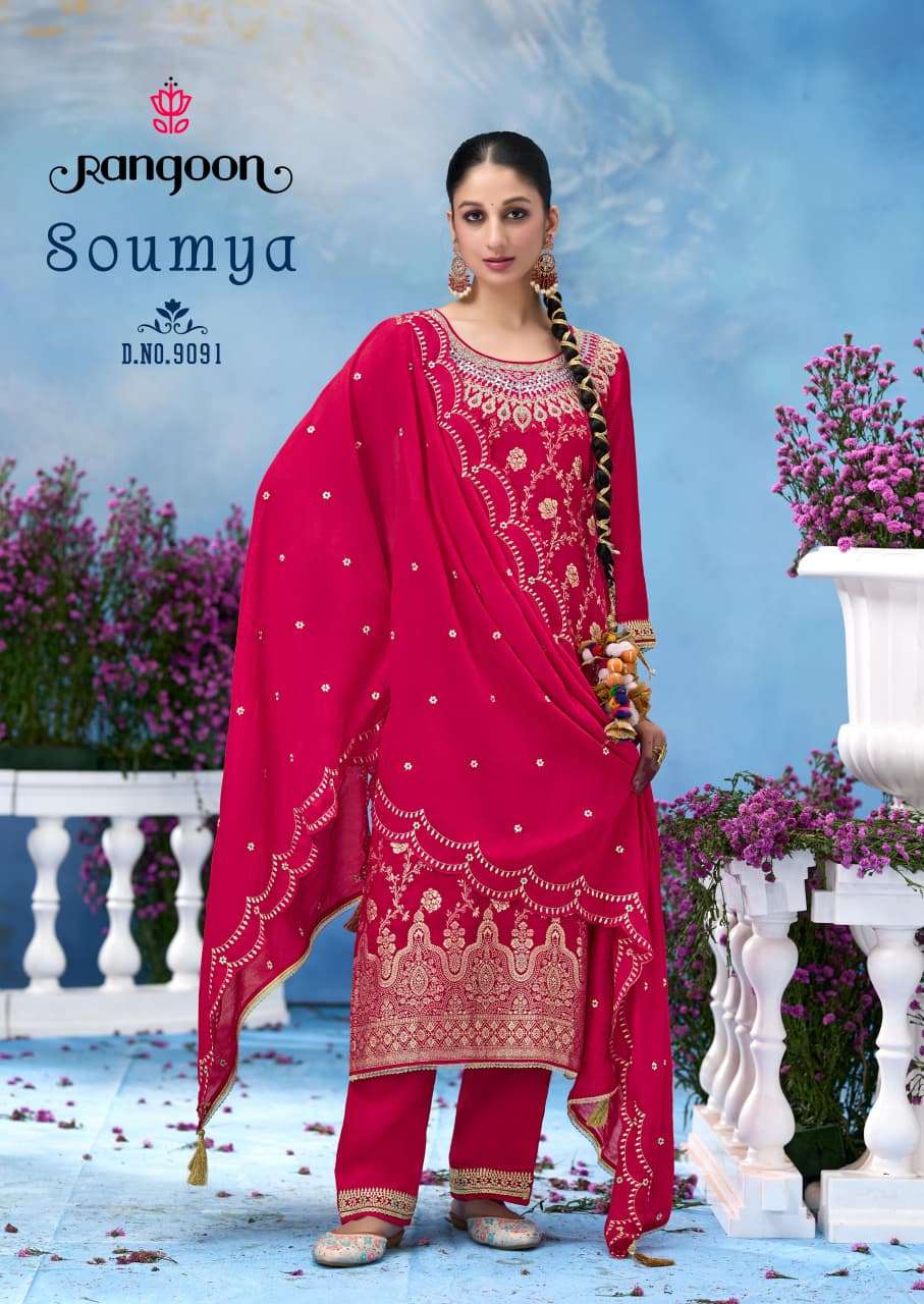 RANGOON SOUMYA JACQUARD DESIGNER WORK READY MADE LADIES SUIT
