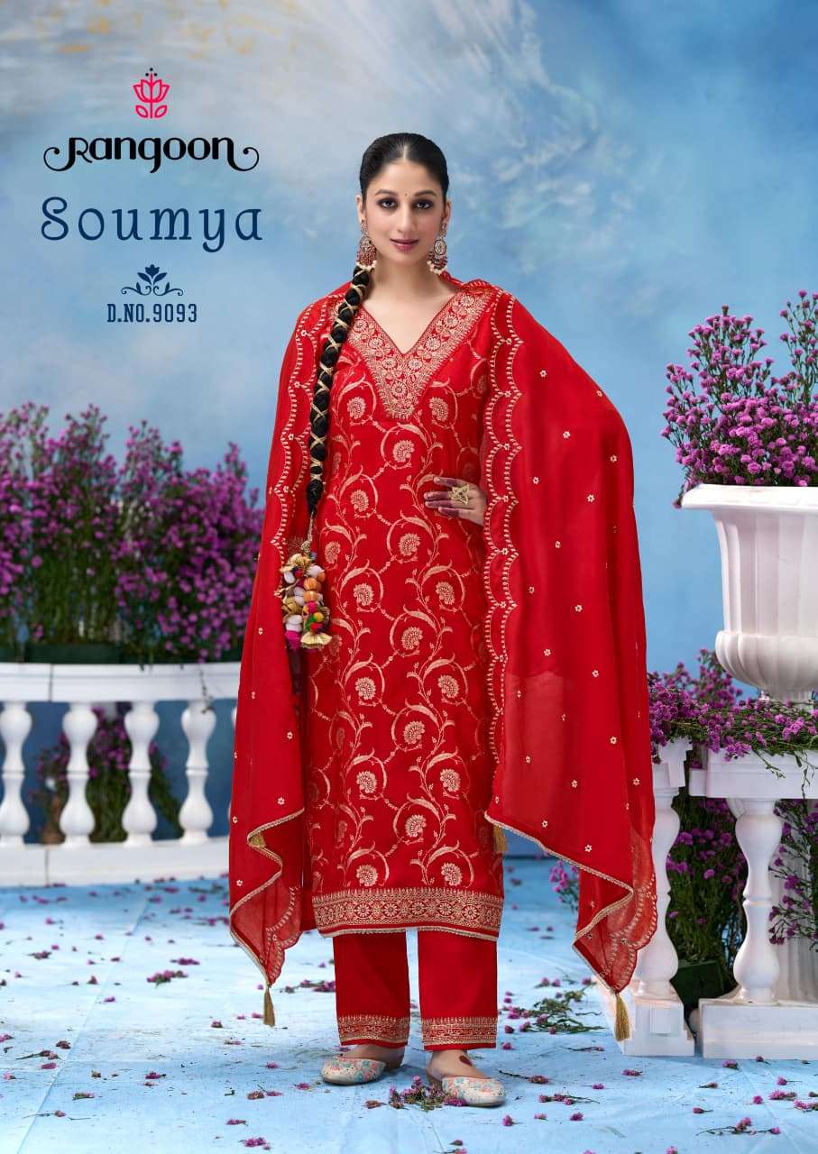 RANGOON SOUMYA JACQUARD DESIGNER WORK READY MADE LADIES SUIT