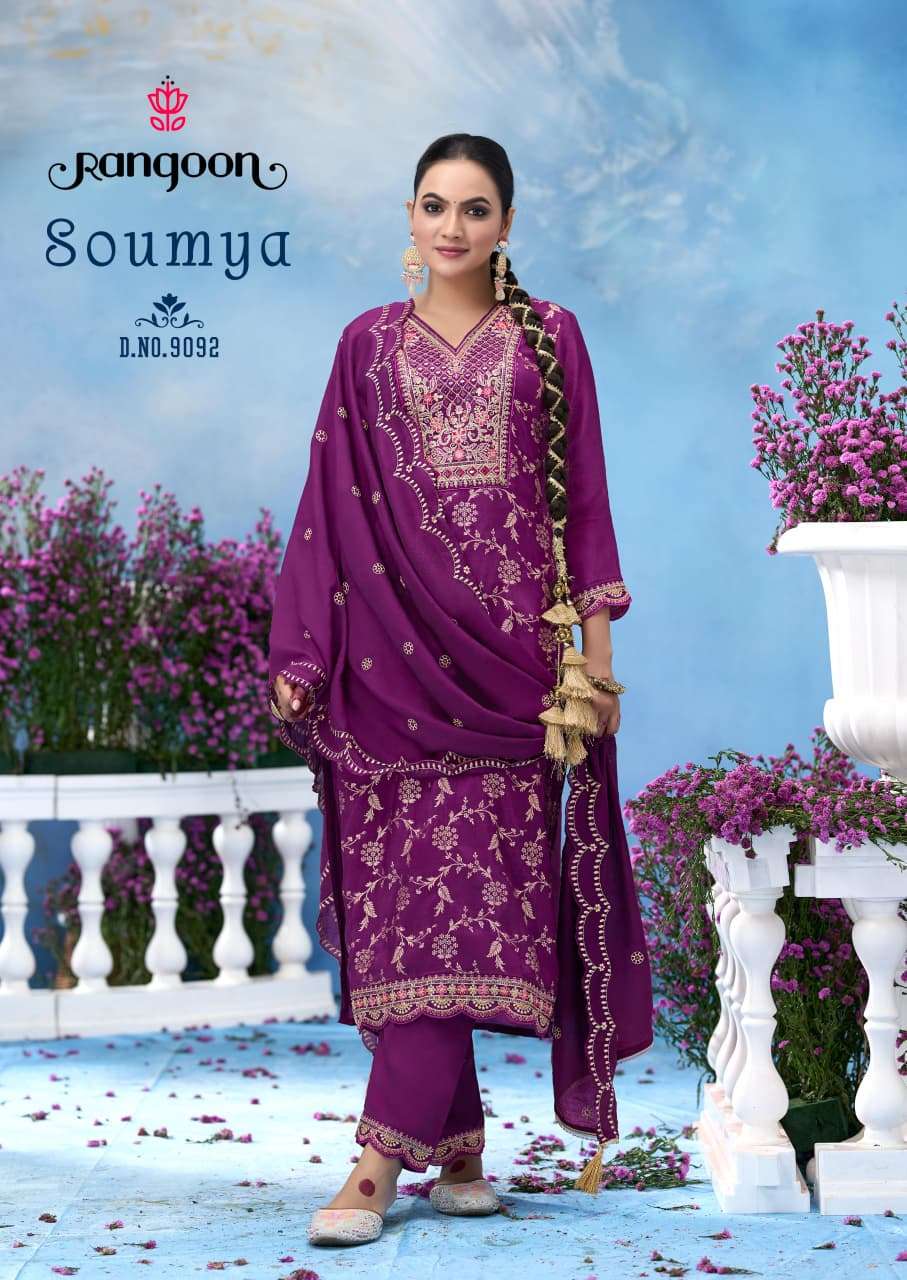 RANGOON SOUMYA JACQUARD DESIGNER WORK READY MADE LADIES SUIT