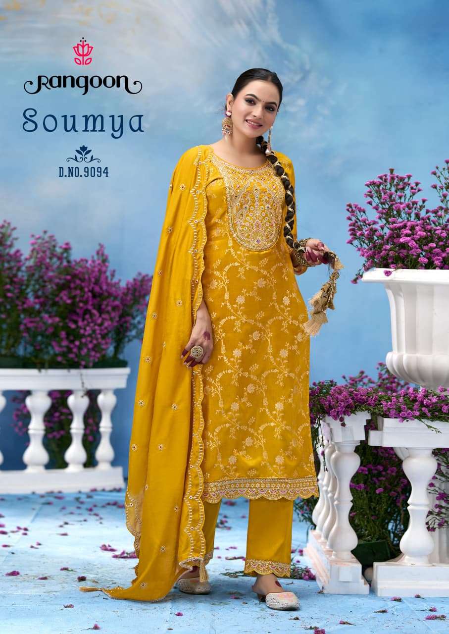 RANGOON SOUMYA JACQUARD DESIGNER WORK READY MADE LADIES SUIT