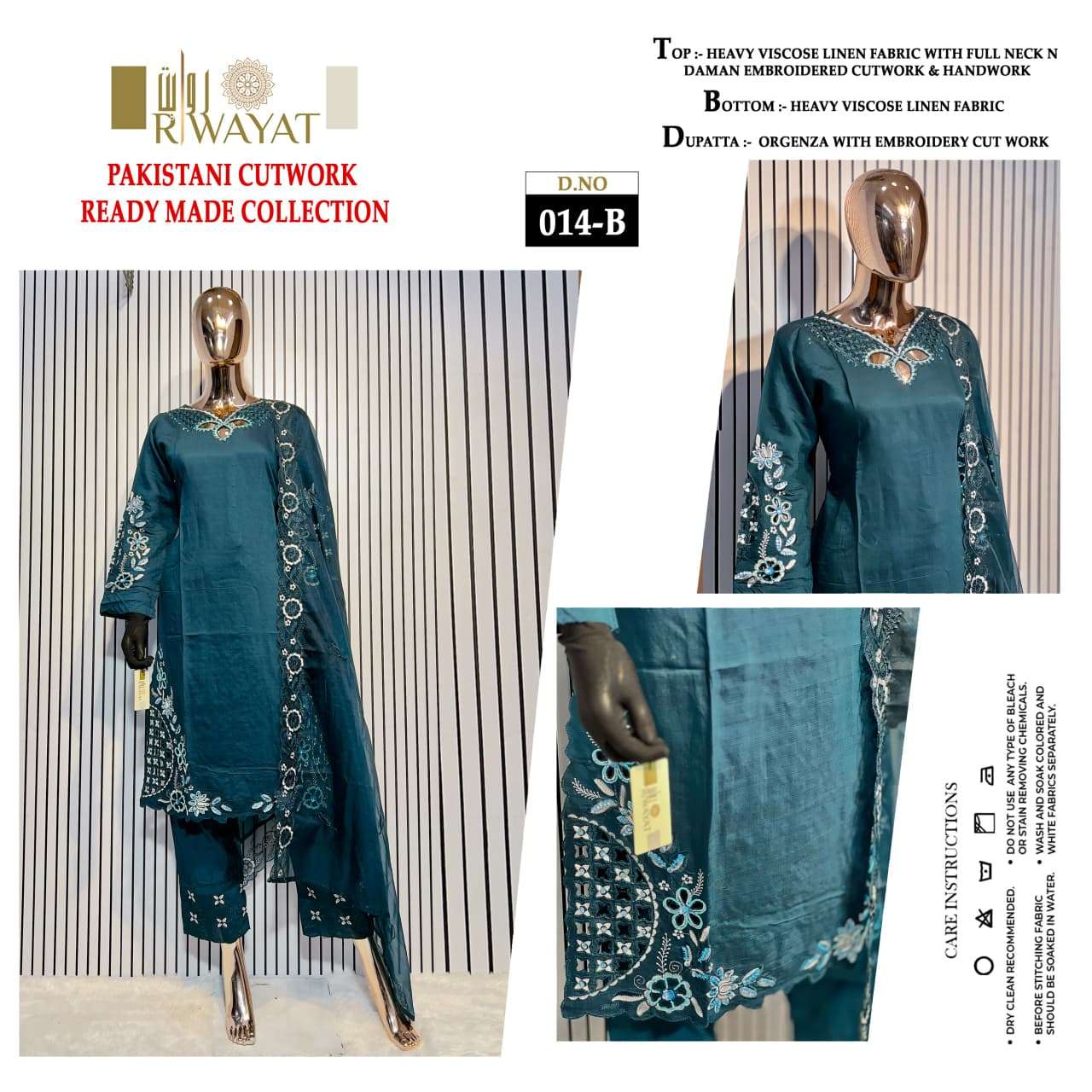 RIWAYAT D NO 014 VISCOSE BEAUTIFUL DESIGNER LOOK READY MADE PAKISTANI SUIT
