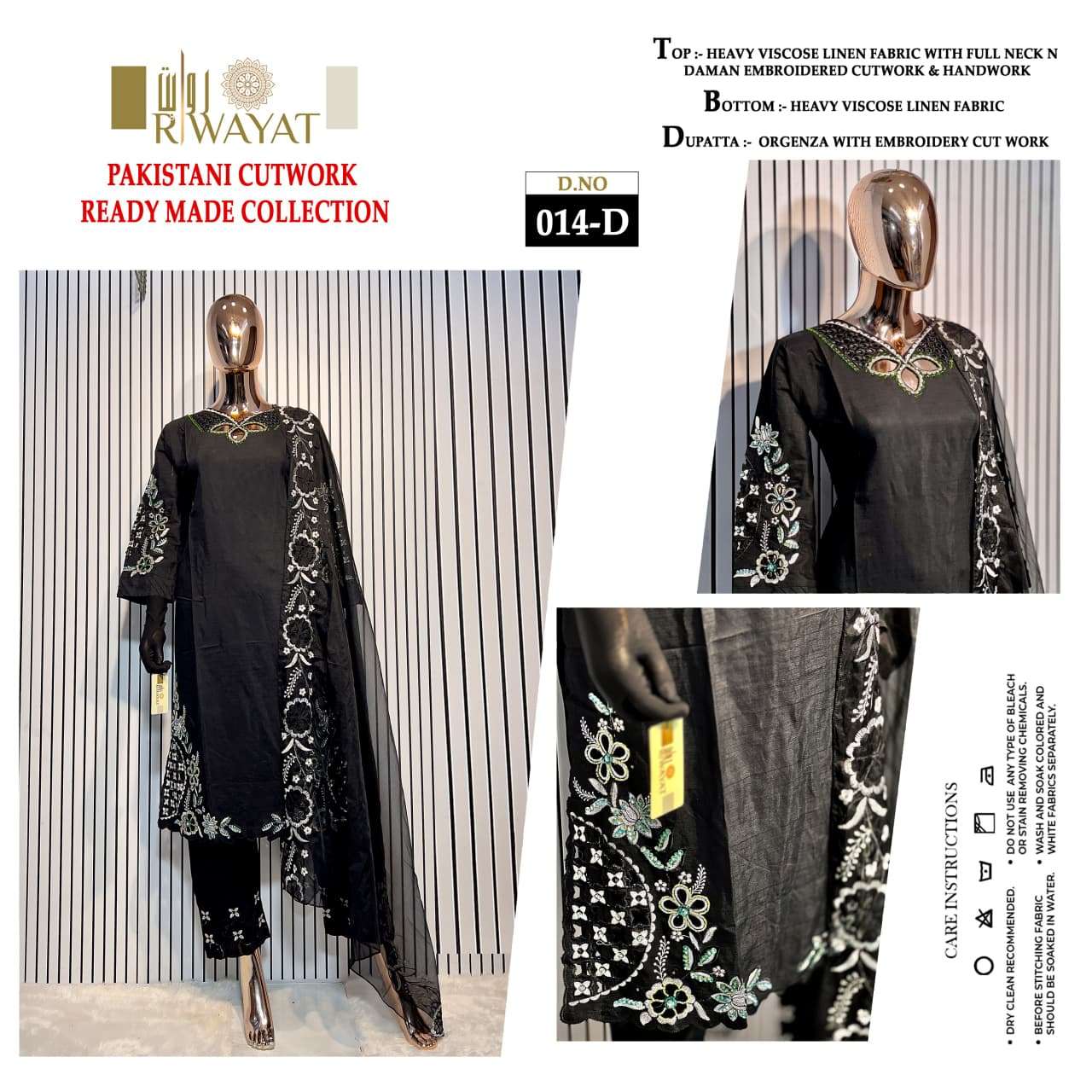 RIWAYAT D NO 014 VISCOSE BEAUTIFUL DESIGNER LOOK READY MADE PAKISTANI SUIT