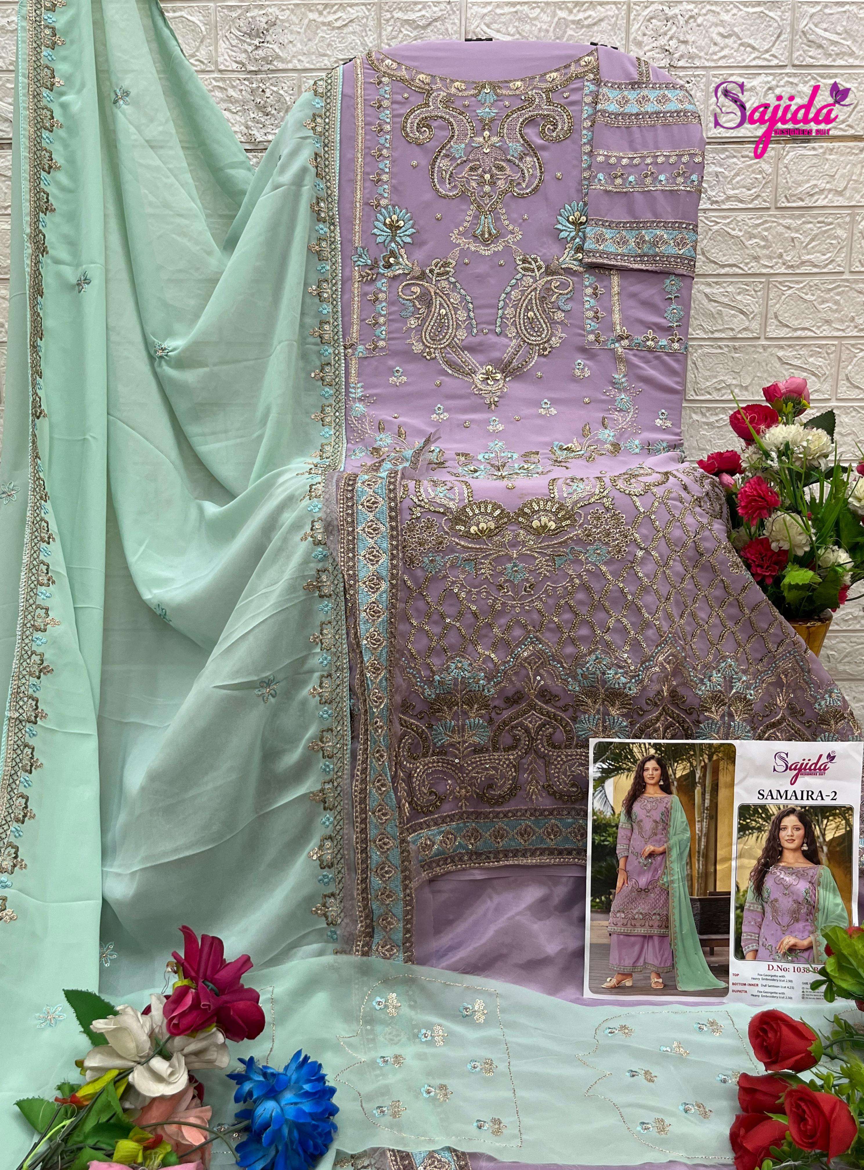 SAJIDA DESIGNER SAMAIRA VOL 2 GEORGETTE EMBROIDERY DESIGNER PAKISTANI SUIT