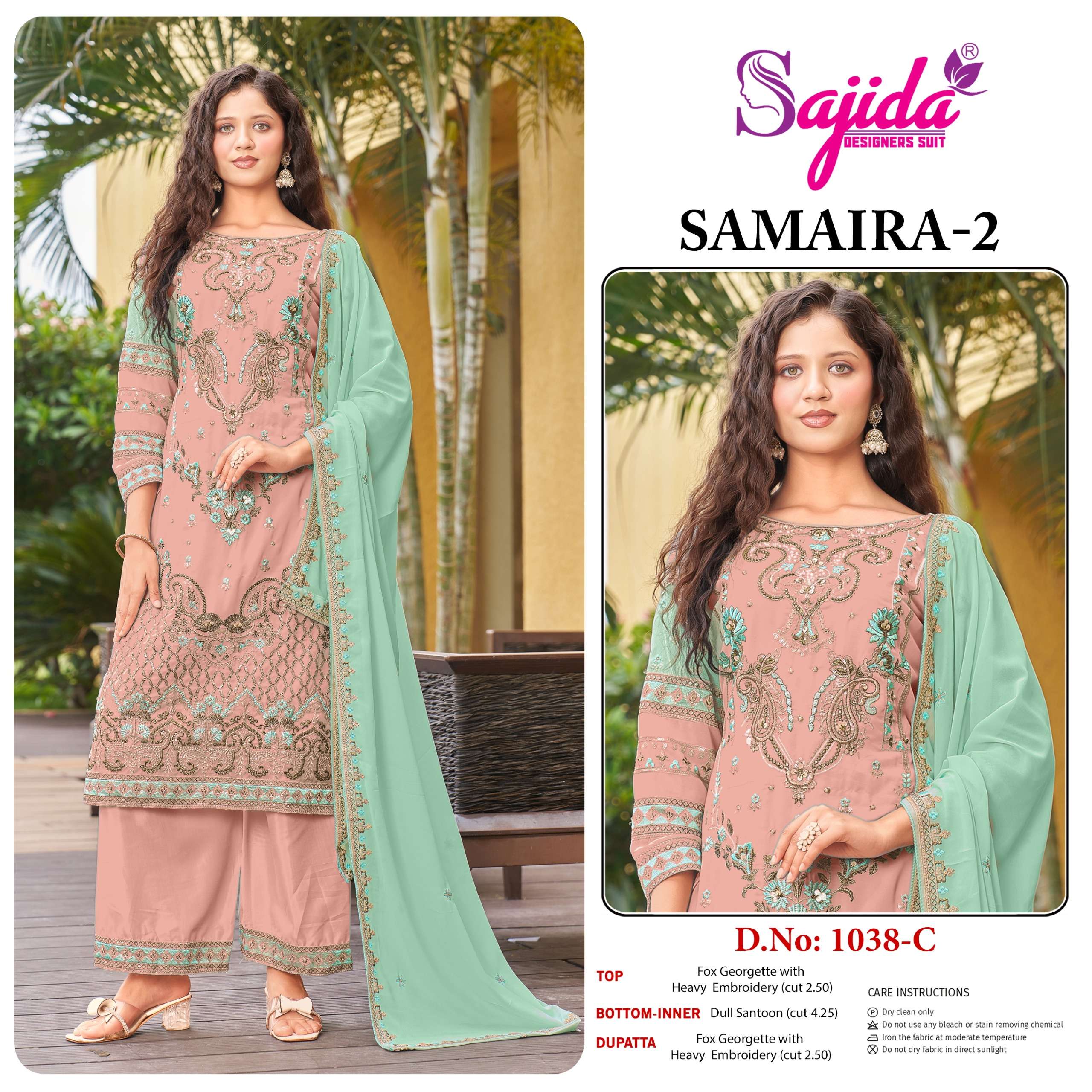 SAJIDA DESIGNER SAMAIRA VOL 2 GEORGETTE EMBROIDERY DESIGNER PAKISTANI SUIT