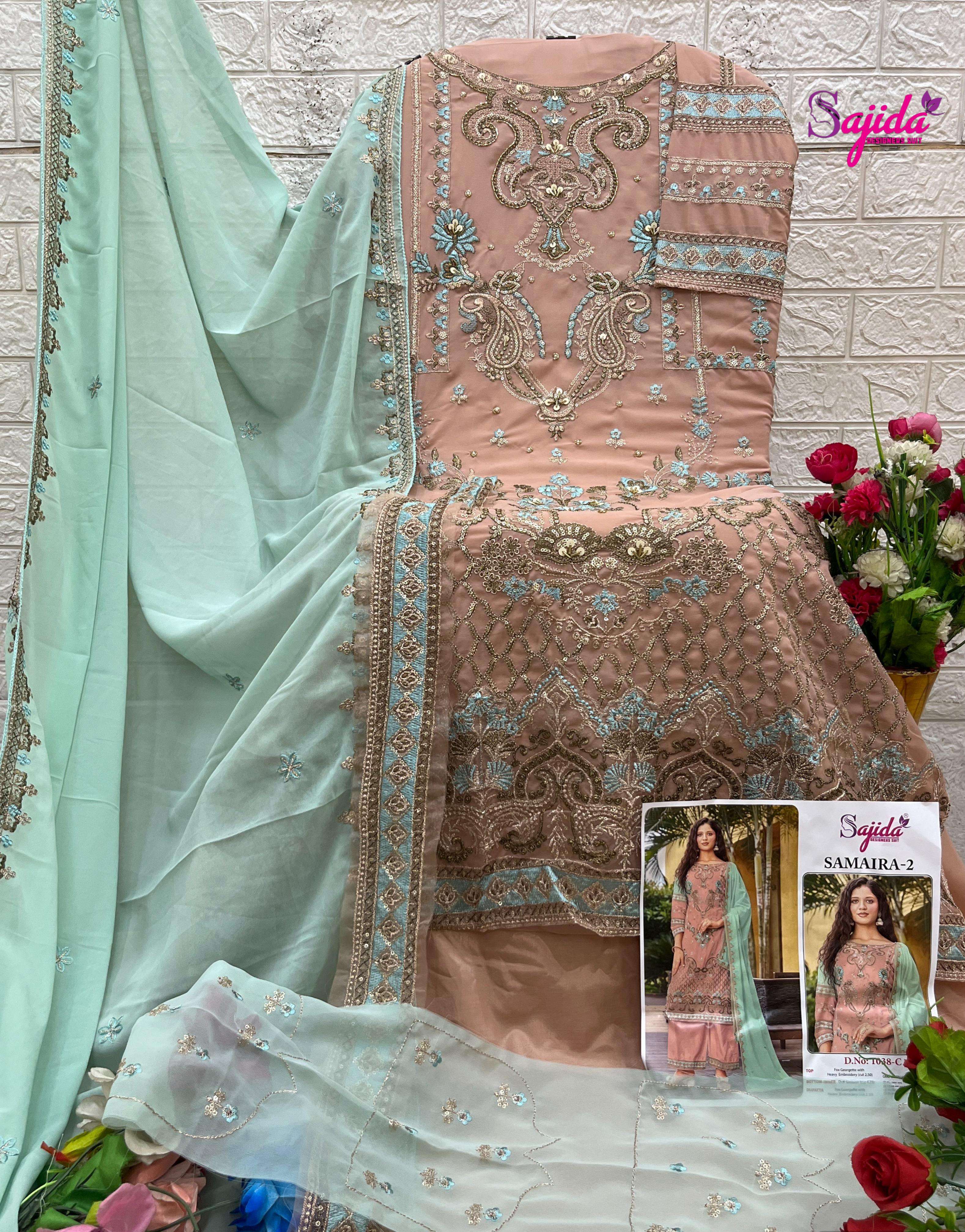 SAJIDA DESIGNER SAMAIRA VOL 2 GEORGETTE EMBROIDERY DESIGNER PAKISTANI SUIT