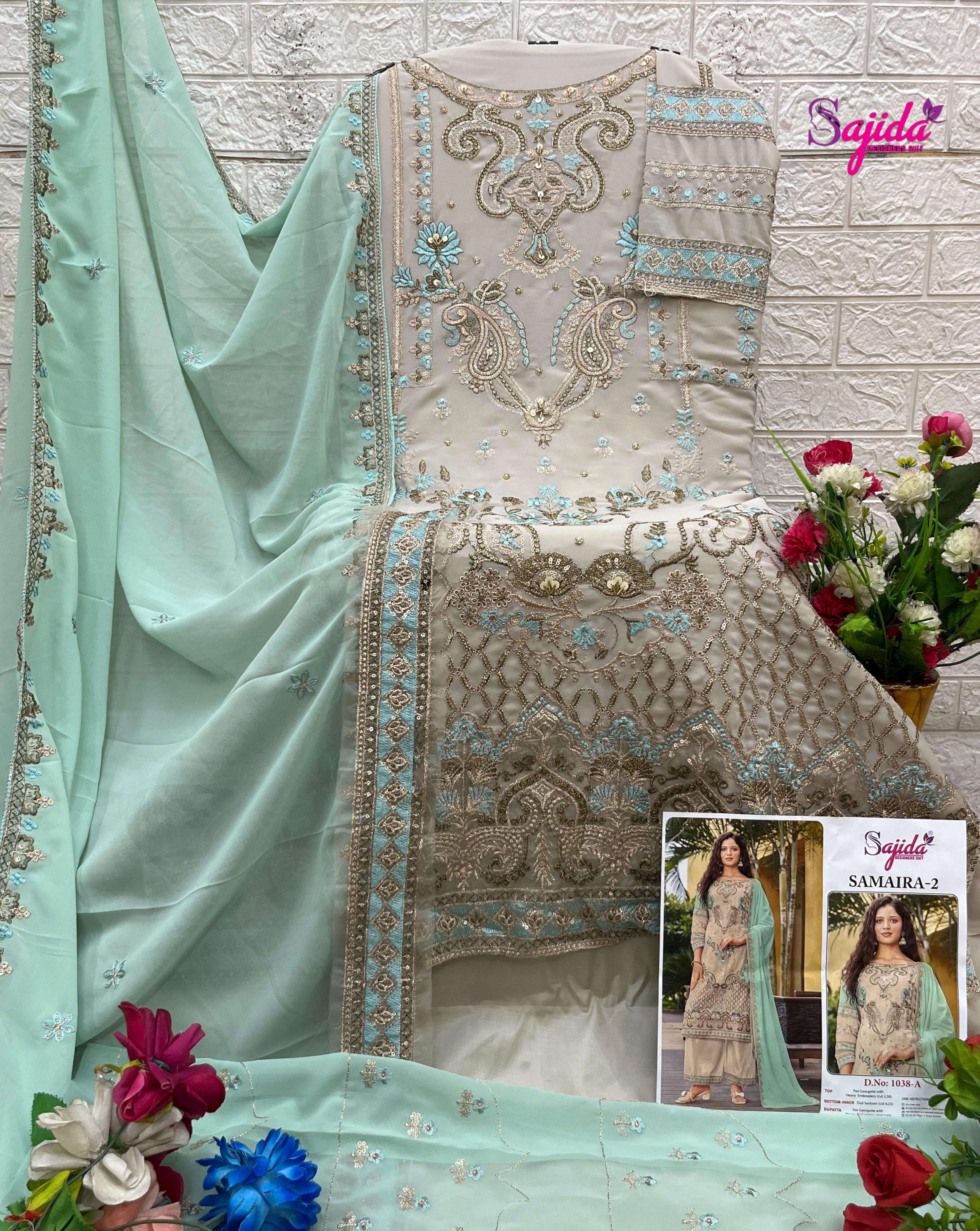 SAJIDA DESIGNER SAMAIRA VOL 2 GEORGETTE EMBROIDERY DESIGNER PAKISTANI SUIT