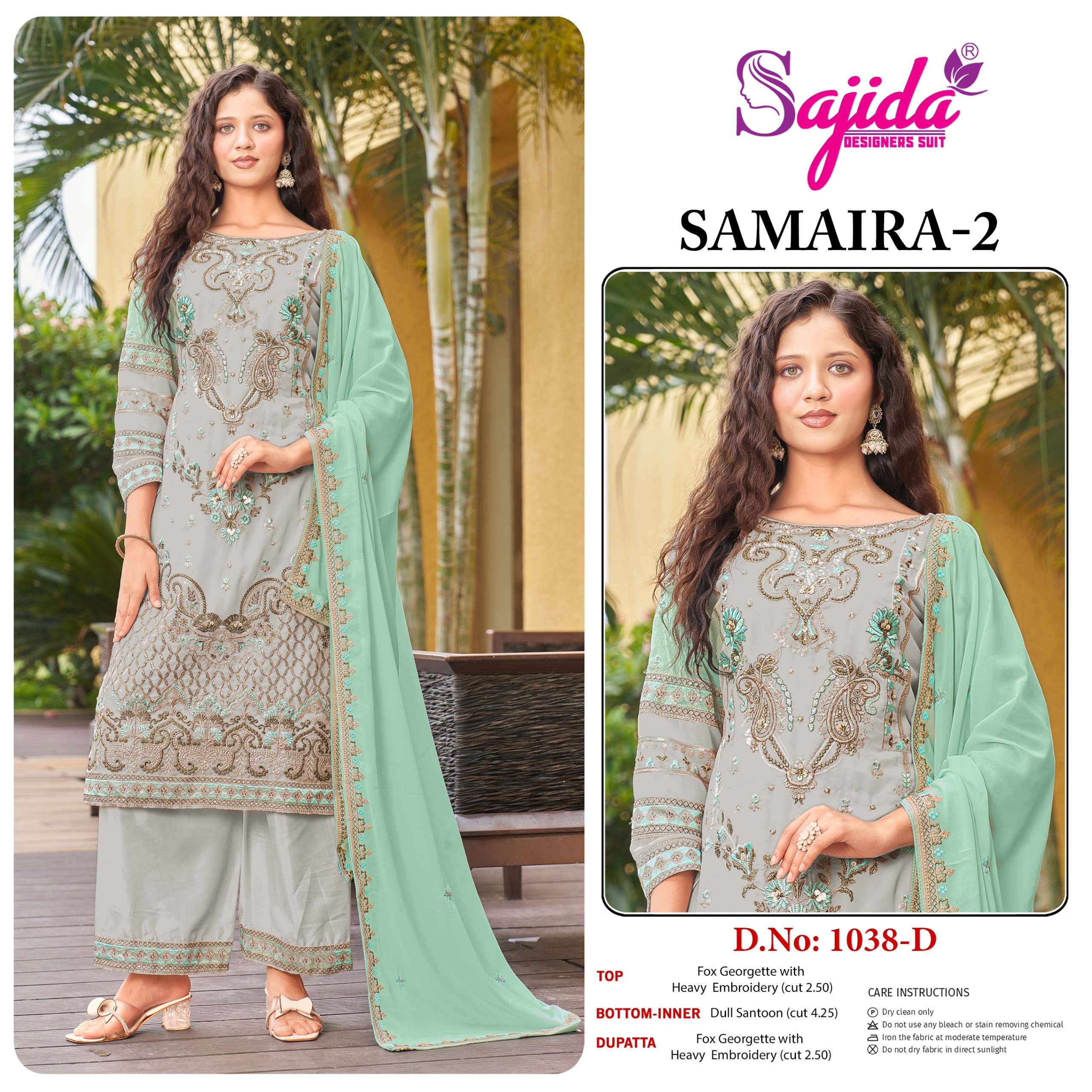 SAJIDA DESIGNER SAMAIRA VOL 2 GEORGETTE EMBROIDERY DESIGNER PAKISTANI SUIT