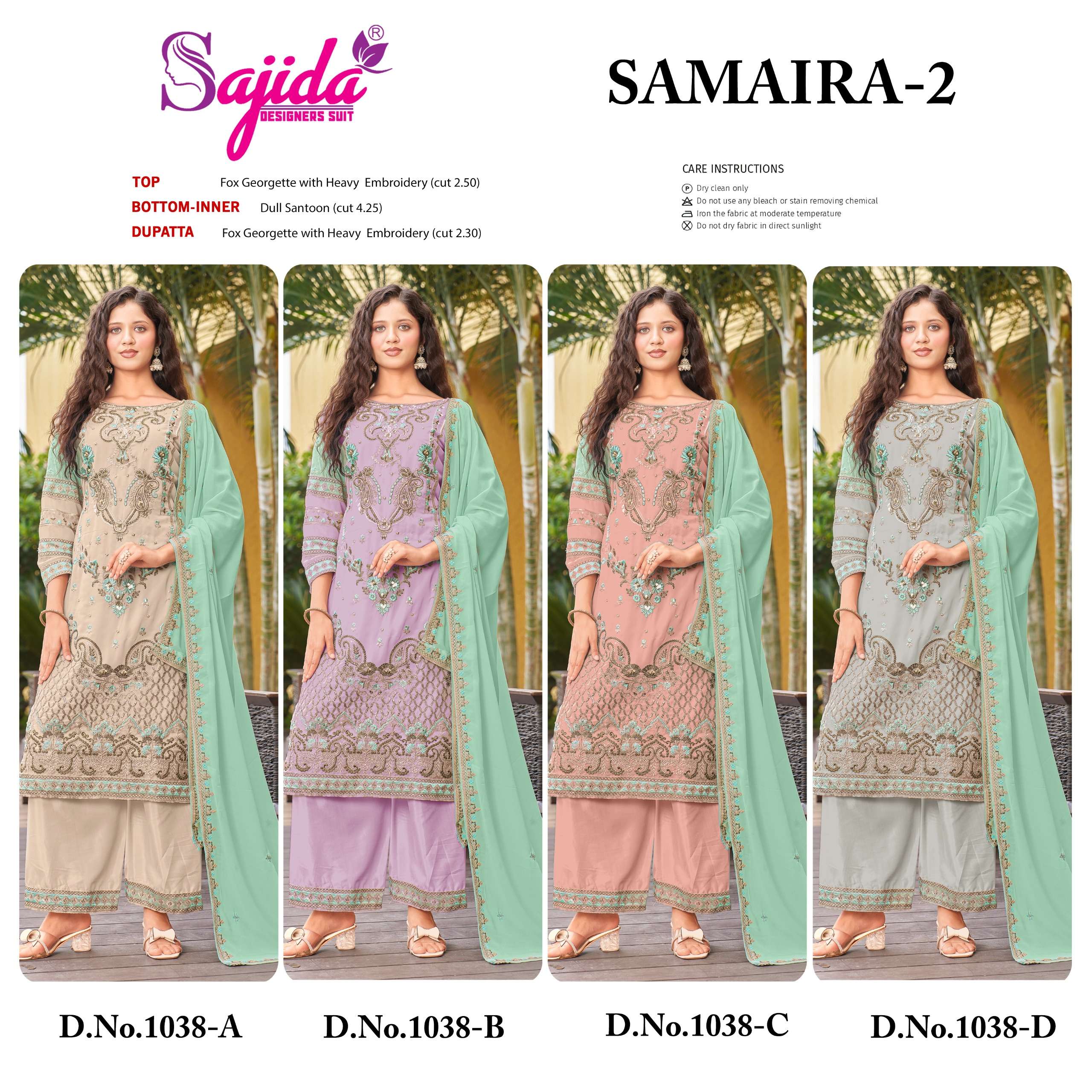 SAJIDA DESIGNER SAMAIRA VOL 2 GEORGETTE EMBROIDERY DESIGNER PAKISTANI SUIT