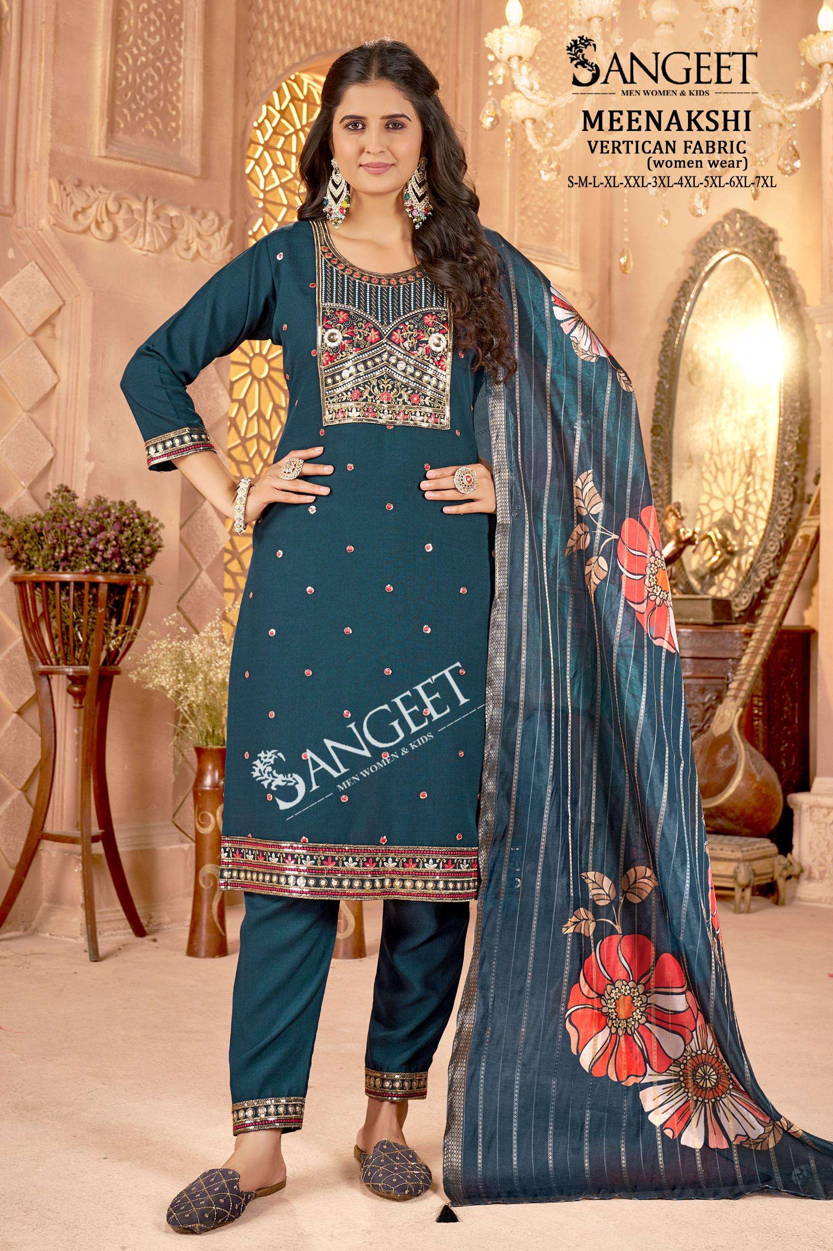 SANGEET MEENAKSHI FANCY EMBROIDERY WORK LADIES 3PCS COLLECTION 