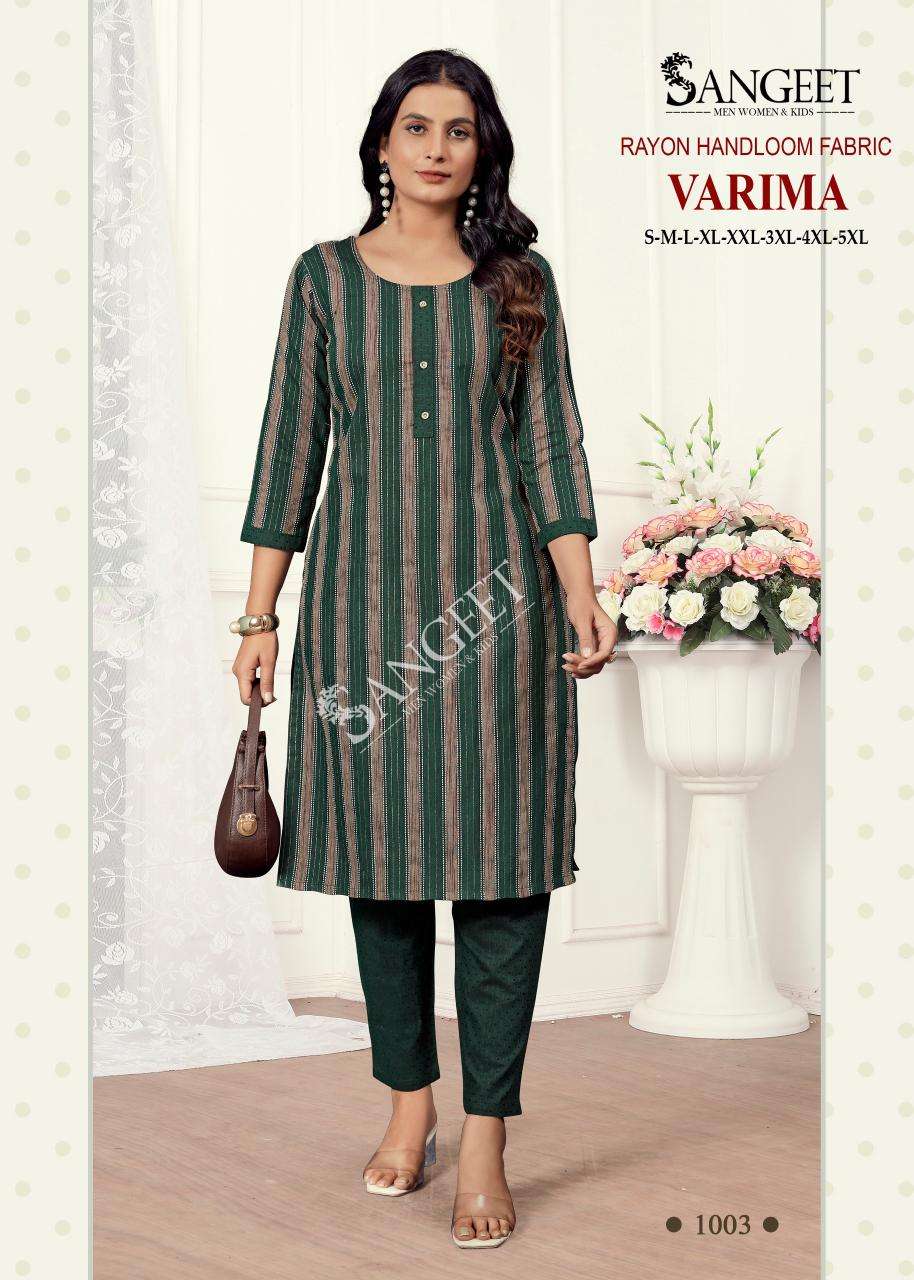 SANGEET VARIMA VOL 1 HANDLOOM COTTON KURTI WITH PANT PAIR 