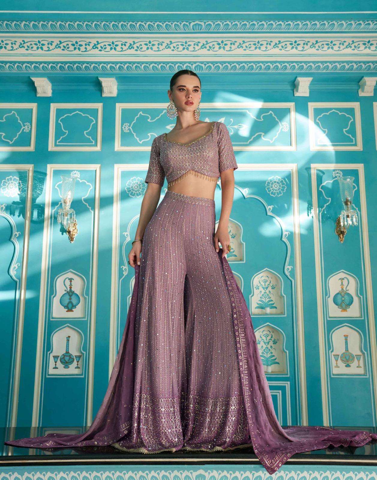 SAYURI DESIGNER LASKARA GEORGETTE HEAVY DESIGNER WEDDING WEAR LADIES SUIT