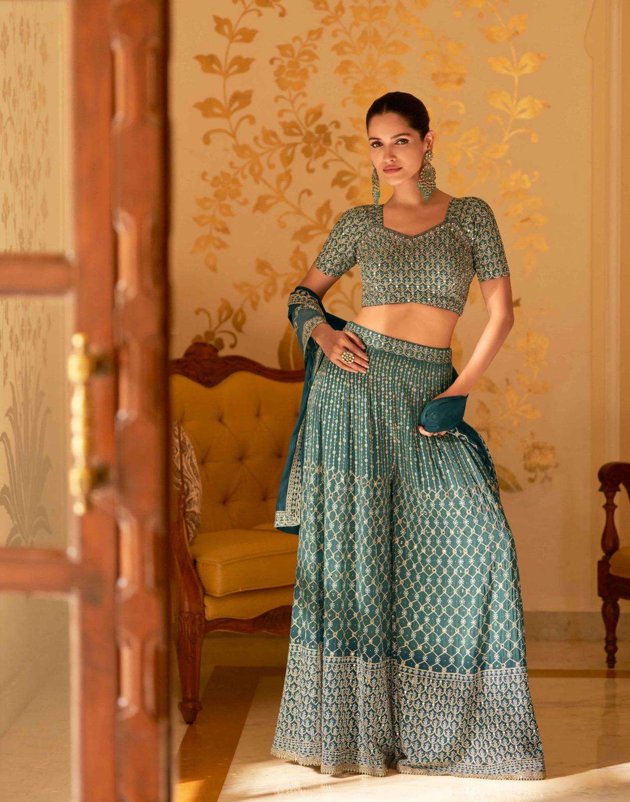 SAYURI DESIGNER LASKARA GEORGETTE HEAVY DESIGNER WEDDING WEAR LADIES SUIT