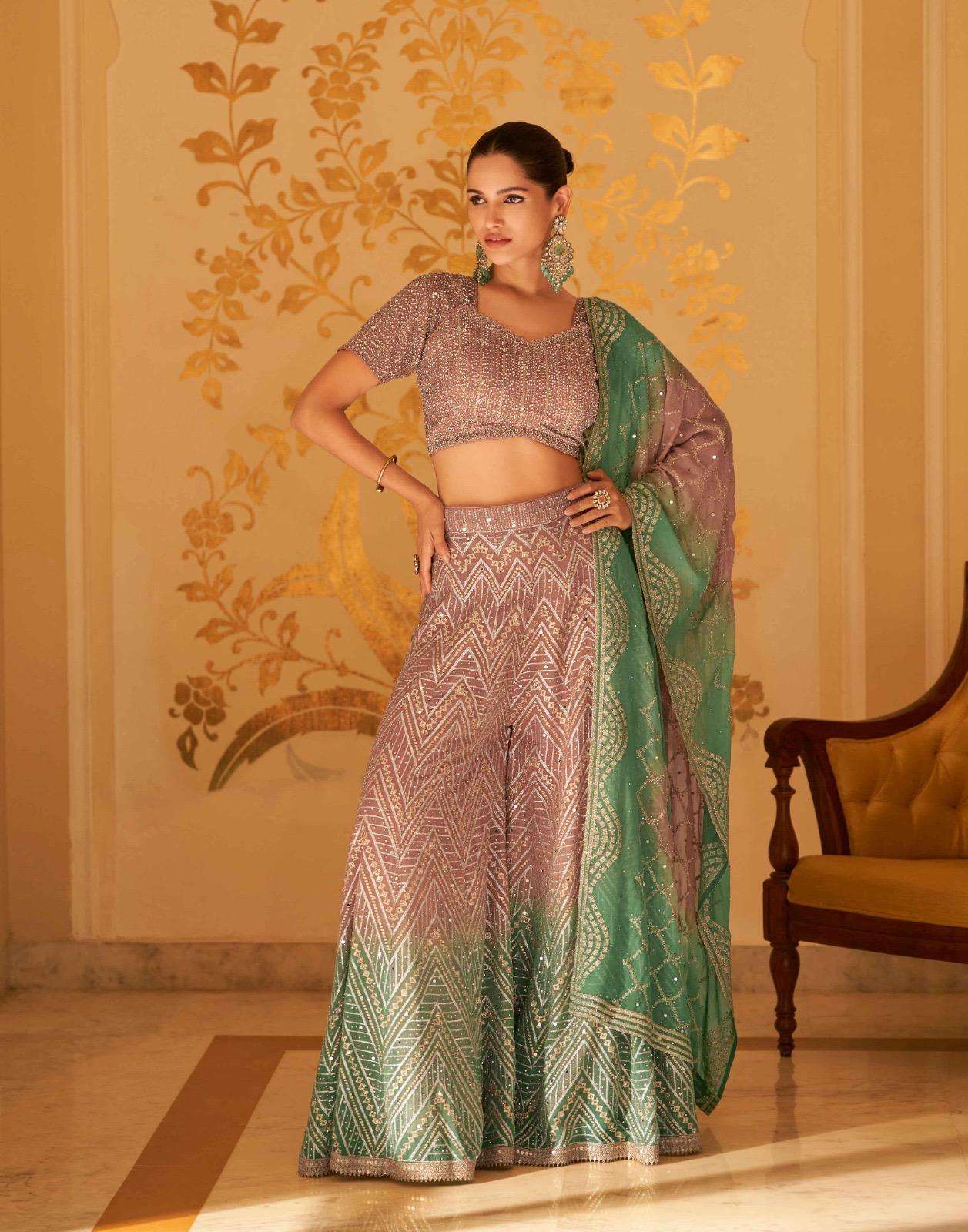 SAYURI DESIGNER LASKARA GEORGETTE HEAVY DESIGNER WEDDING WEAR LADIES SUIT