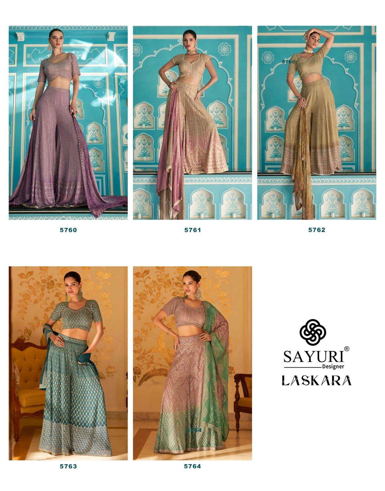 SAYURI DESIGNER LASKARA GEORGETTE HEAVY DESIGNER WEDDING WEAR LADIES SUIT