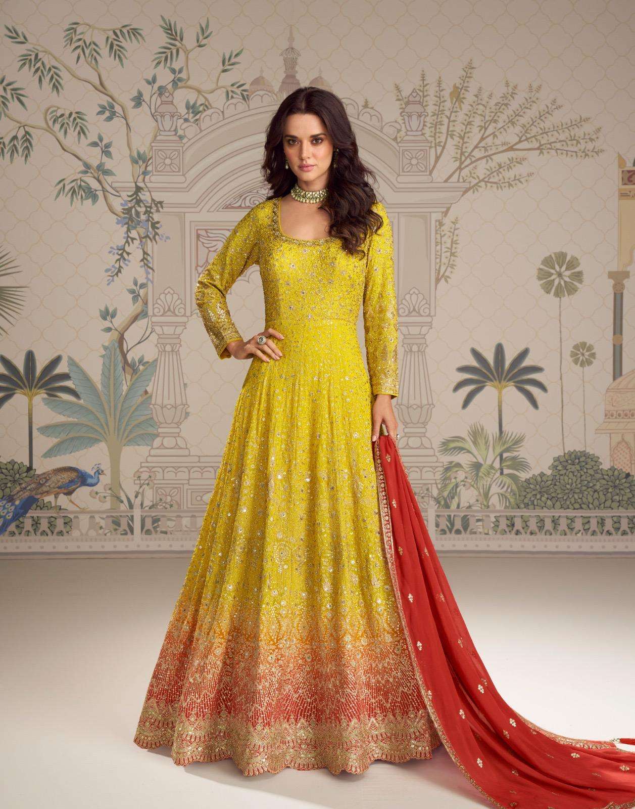 SAYURI DESIGNER SABOORI GEORGETTE HEAVY DESIGNER PARTY WEAR GOWN DRESS 