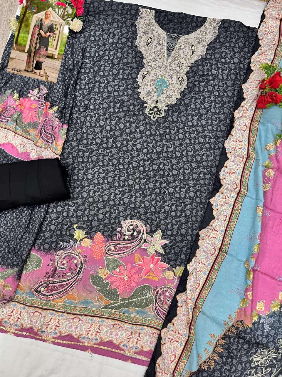SHREE FAB DESIGN NO - KT - 282 PURE VISCOSE MUSLIN DIGITAL PRINT HAND WORK PAKISTANI SALWAR SUIT