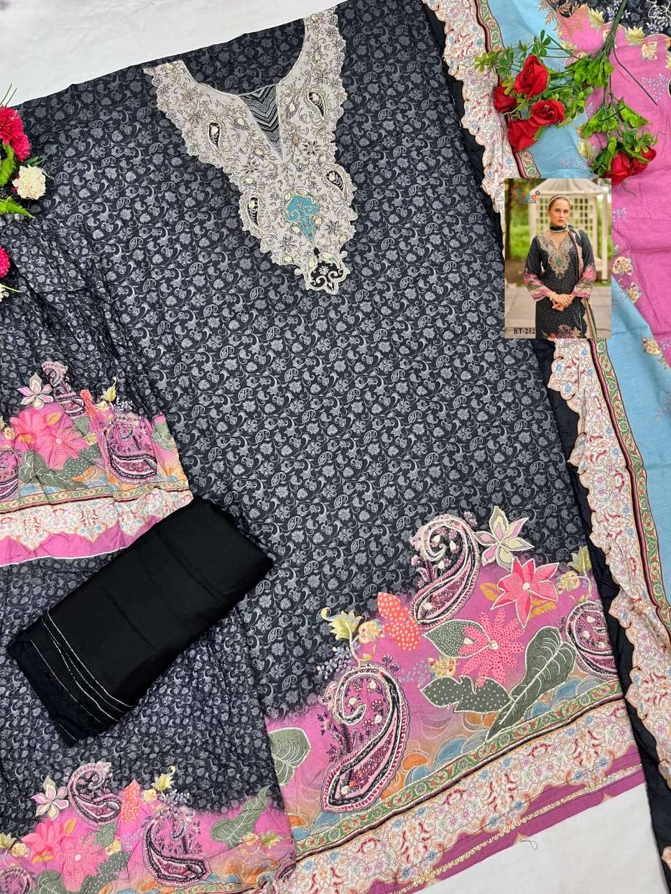 SHREE FAB DESIGN NO - KT - 282 PURE VISCOSE MUSLIN DIGITAL PRINT HAND WORK PAKISTANI SALWAR SUIT