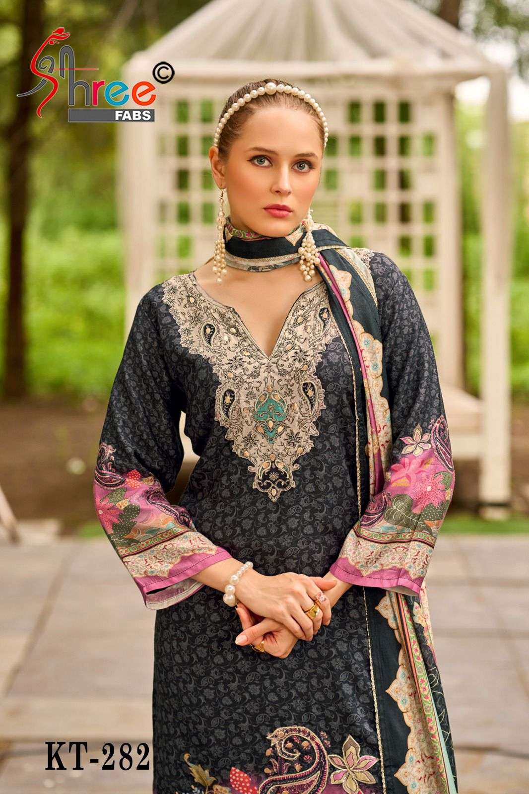 SHREE FAB DESIGN NO - KT - 282 PURE VISCOSE MUSLIN DIGITAL PRINT HAND WORK PAKISTANI SALWAR SUIT
