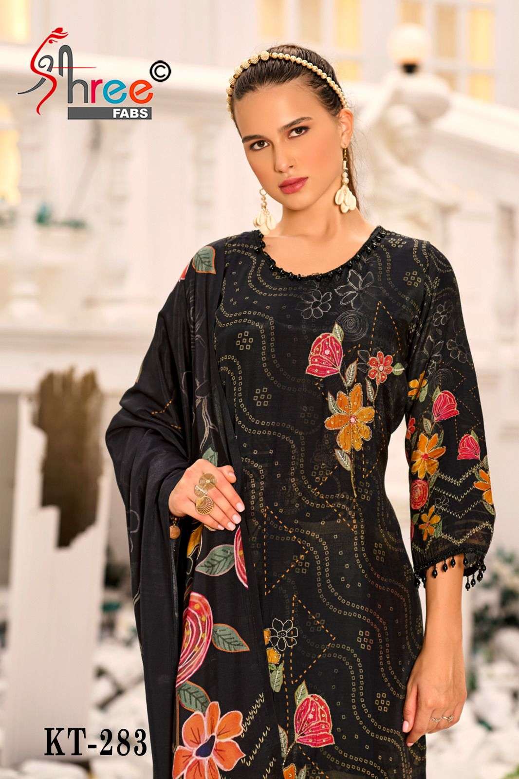 SHREE FAB DESIGN NO - KT - 283 PURE VISCOSE MUSLIN DIGITAL PRINT AARI HANDWORK PAKISTANI SUIT 